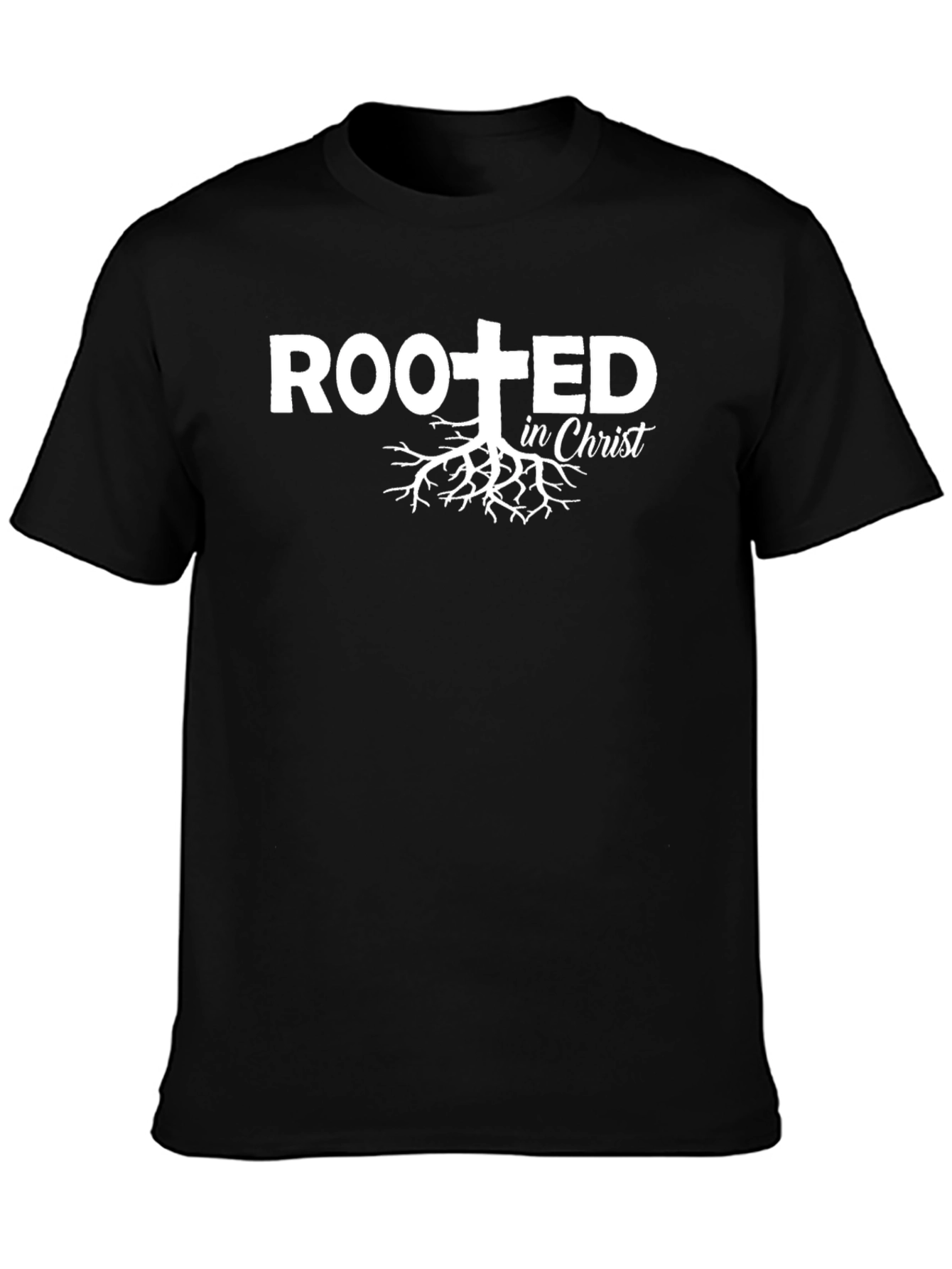 Rooted in Christ Graphic Tee - Black Christian T-Shirt