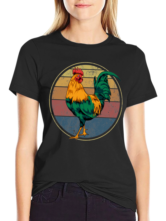 Retro Rooster Graphic Tee - Vintage Chicken Shirt