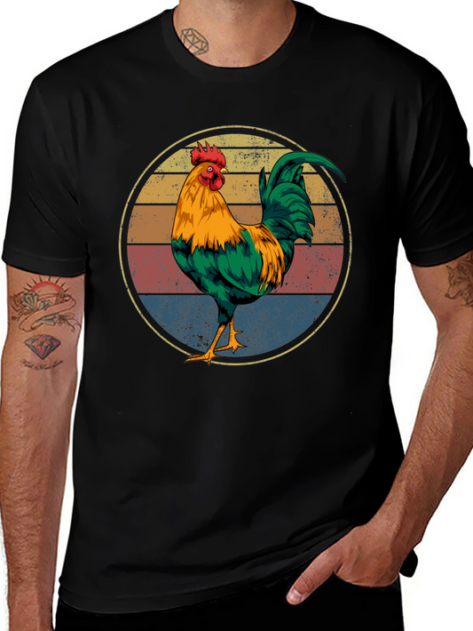 Retro Rooster Graphic Tee - Vintage Chicken Shirt