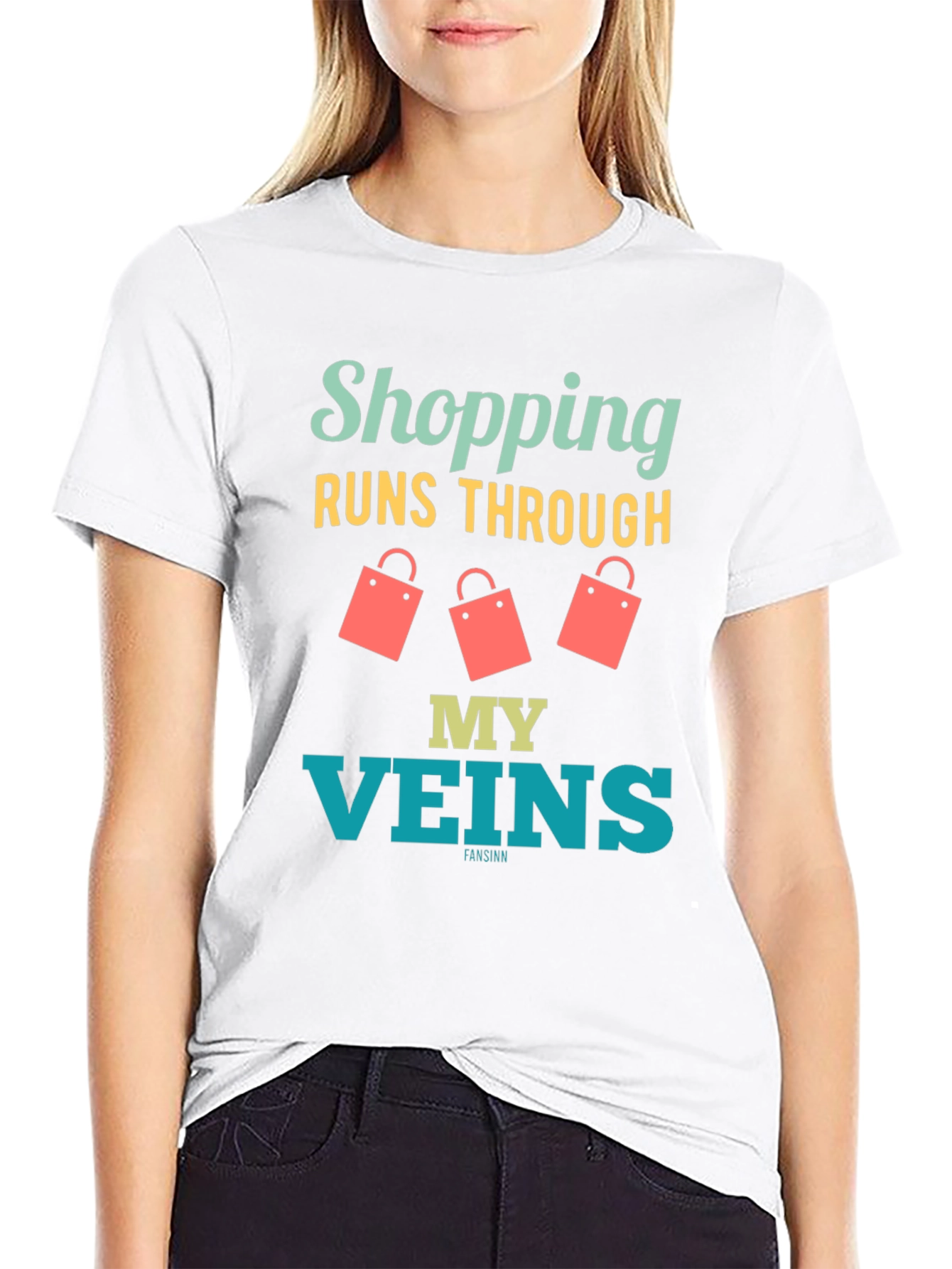 Shopping Runs Through My Veins Funny T-Shirt