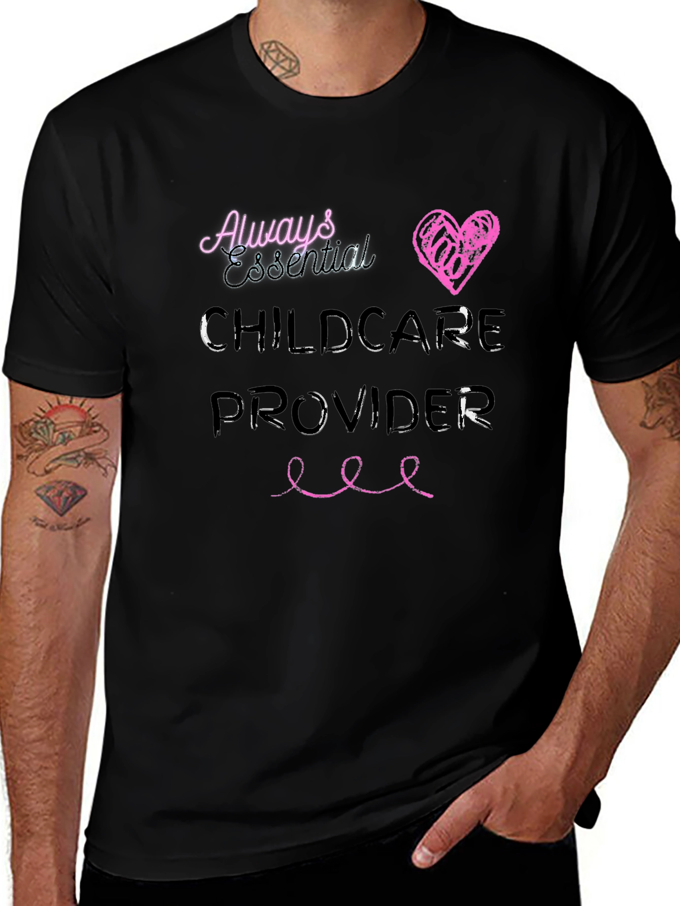 Essential Childcare Provider Black T-Shirt
