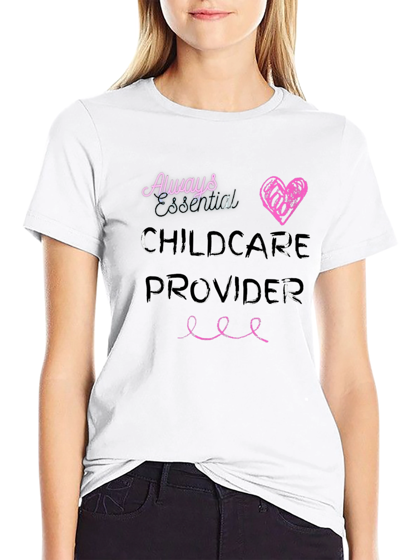 Essential Childcare Provider Black T-Shirt