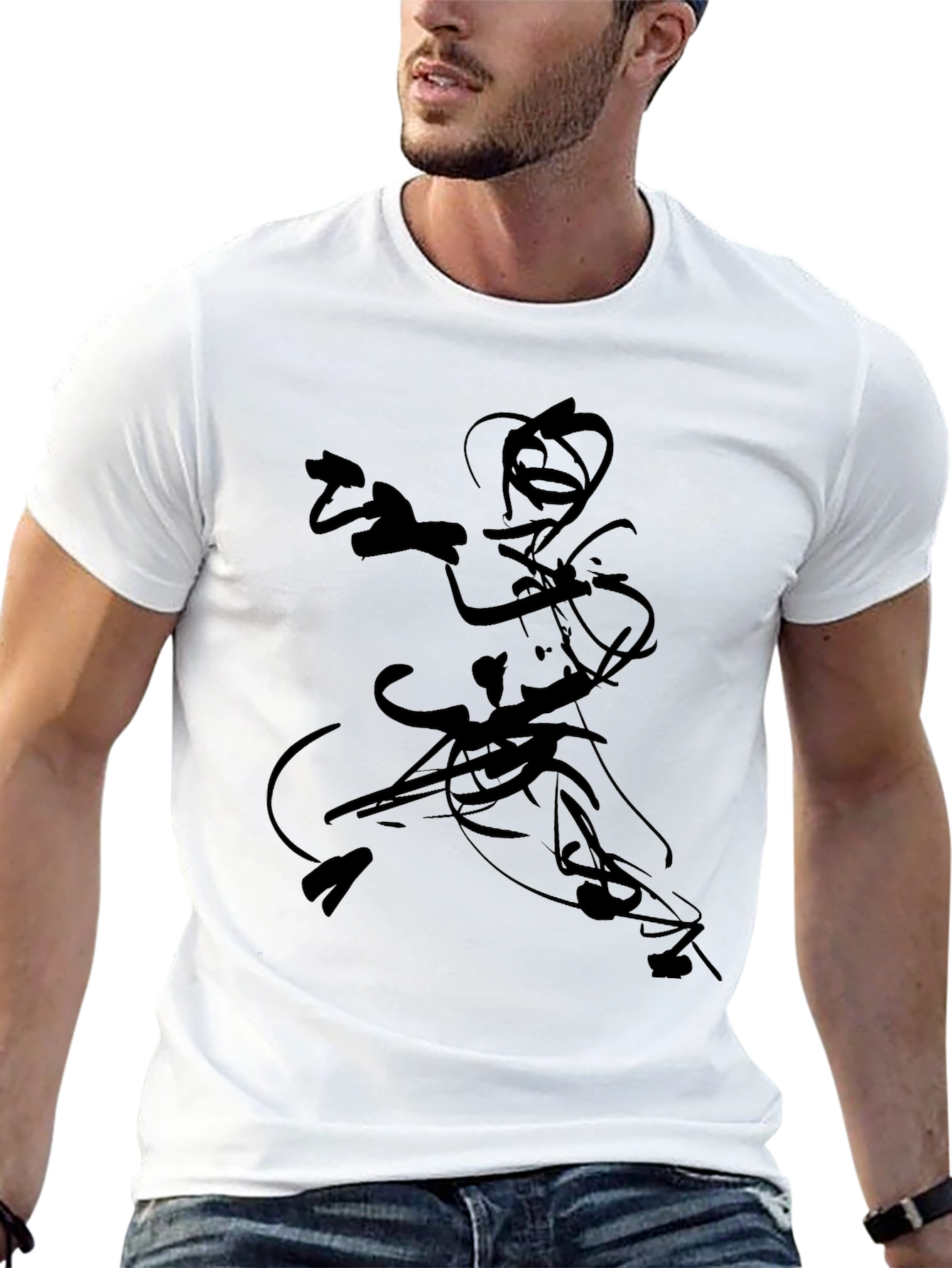 Black T-Shirt with Abstract Warrior Graphic