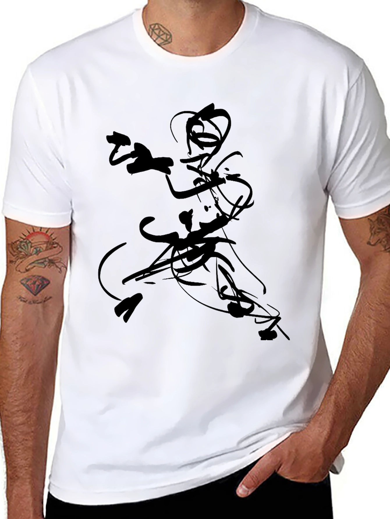 Black T-Shirt with Abstract Warrior Graphic