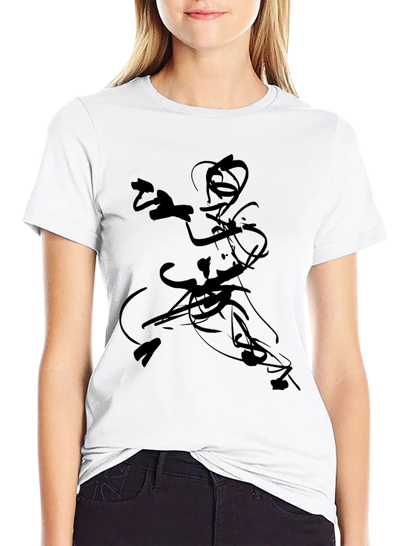 Black T-Shirt with Abstract Warrior Graphic