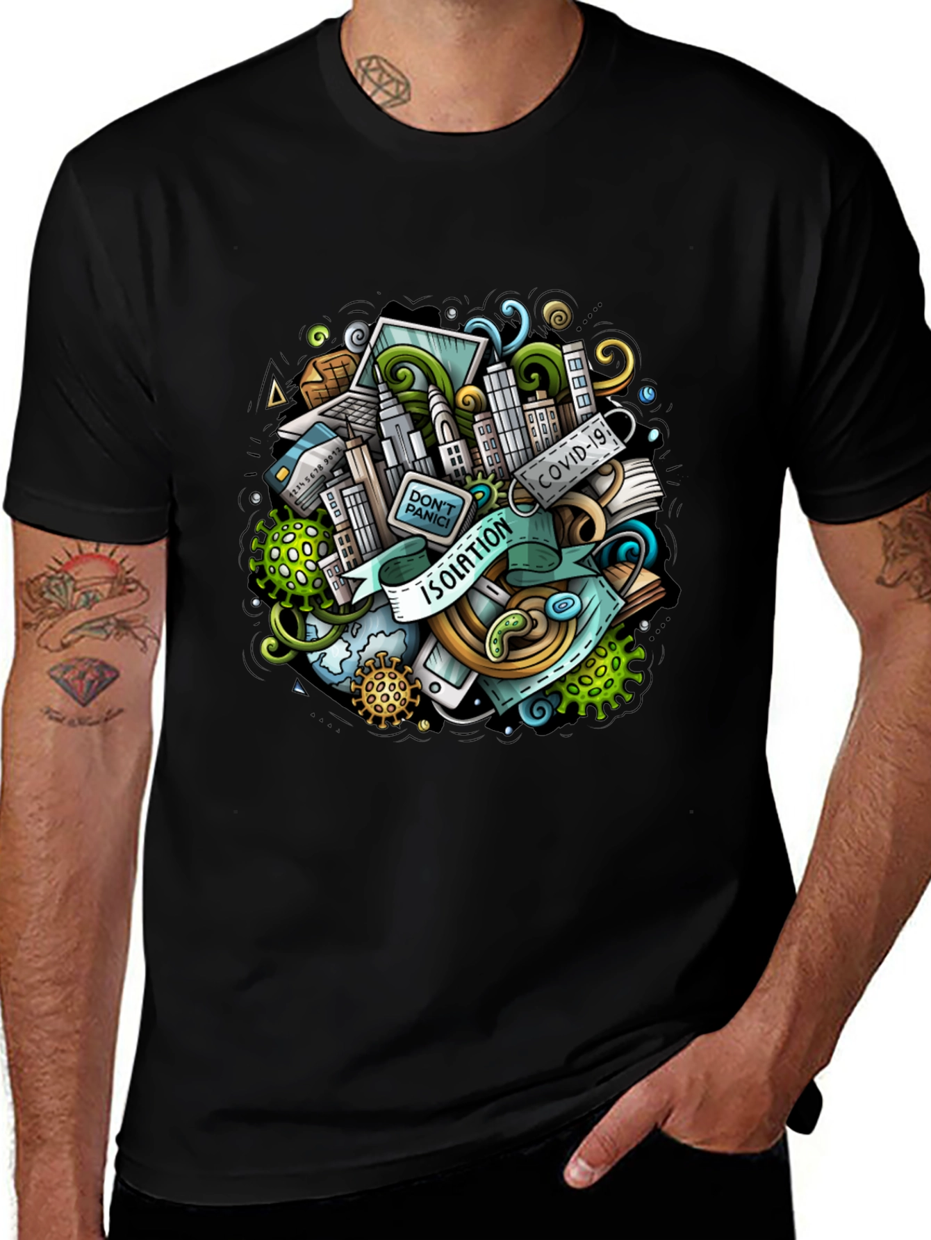 Isolation Cartoon Graphic T-Shirt - Mens Black Tee