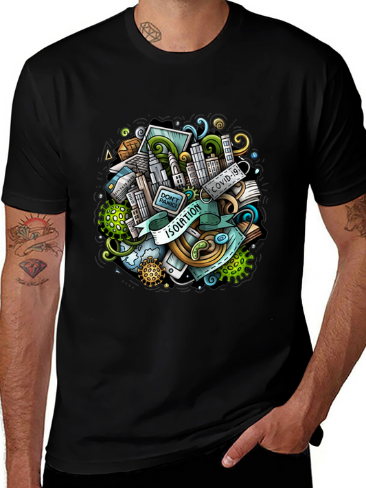 Isolation Cartoon Graphic T-Shirt - Mens Black Tee