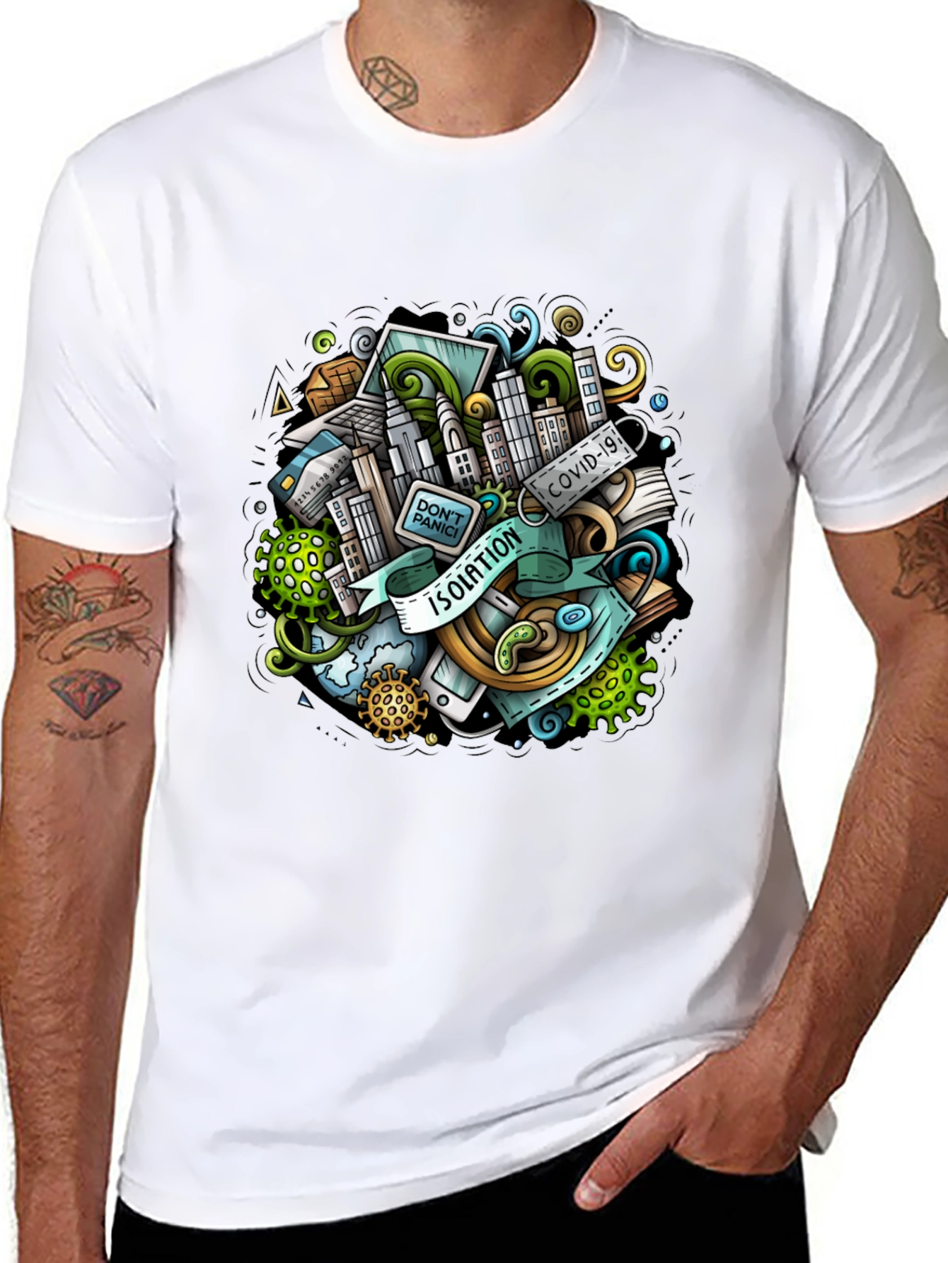 Isolation Cartoon Graphic T-Shirt - Mens Black Tee