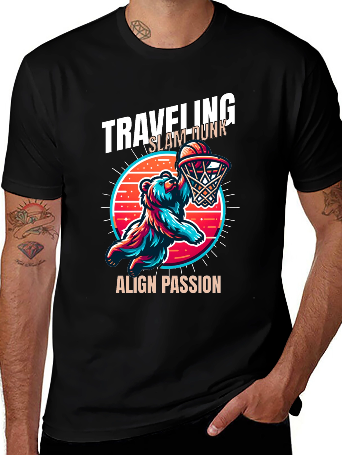 Traveling Slam-Dunk Bear T-Shirt
