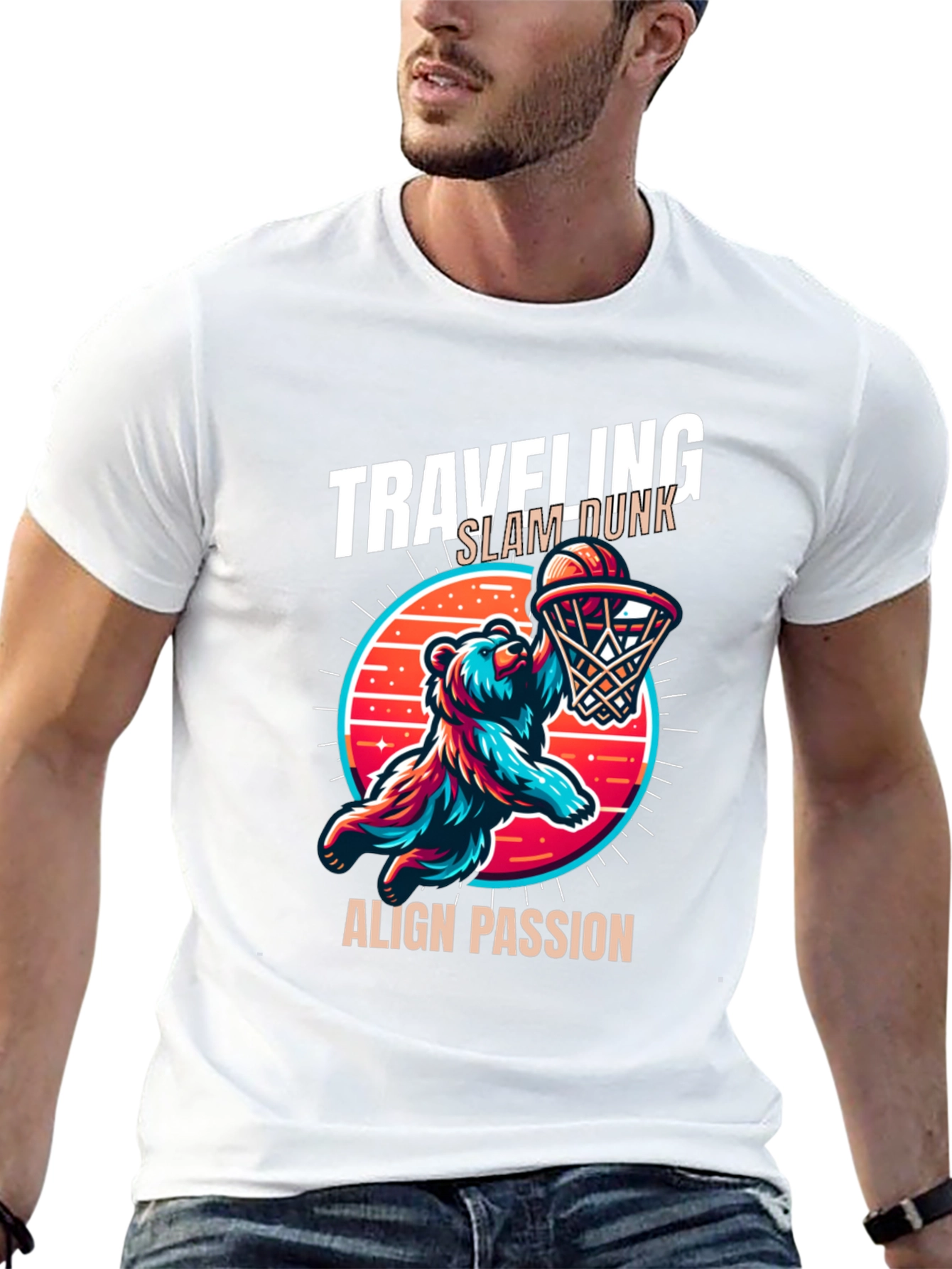 Traveling Slam-Dunk Bear T-Shirt