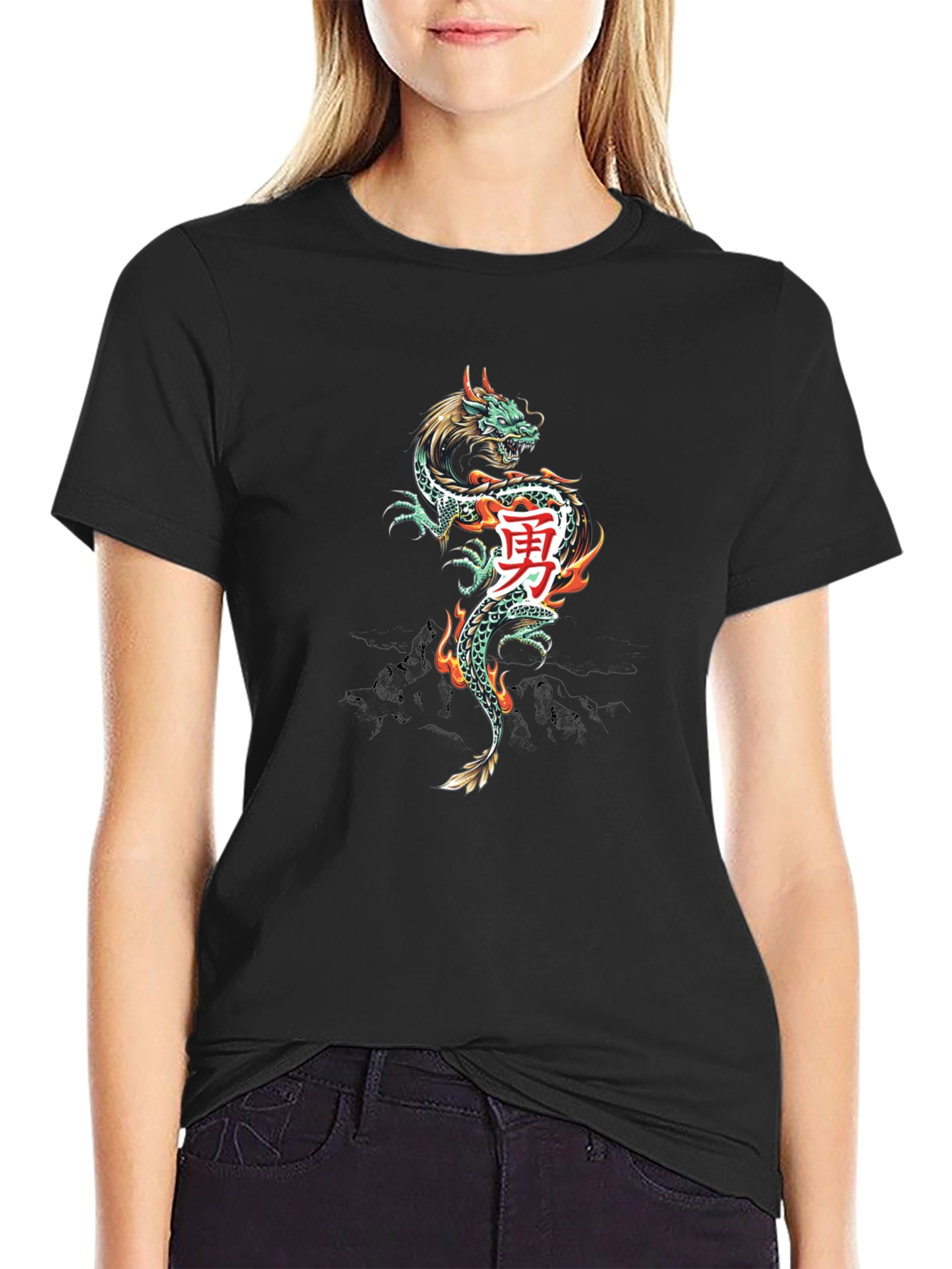 Dragon Kanji Graphic Tee - Black