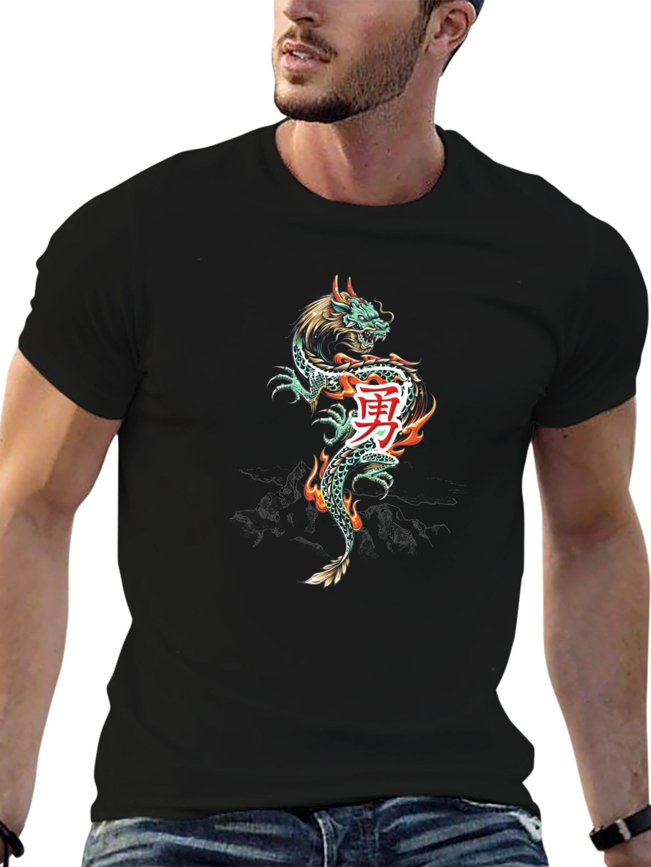 Dragon Kanji Graphic Tee - Black