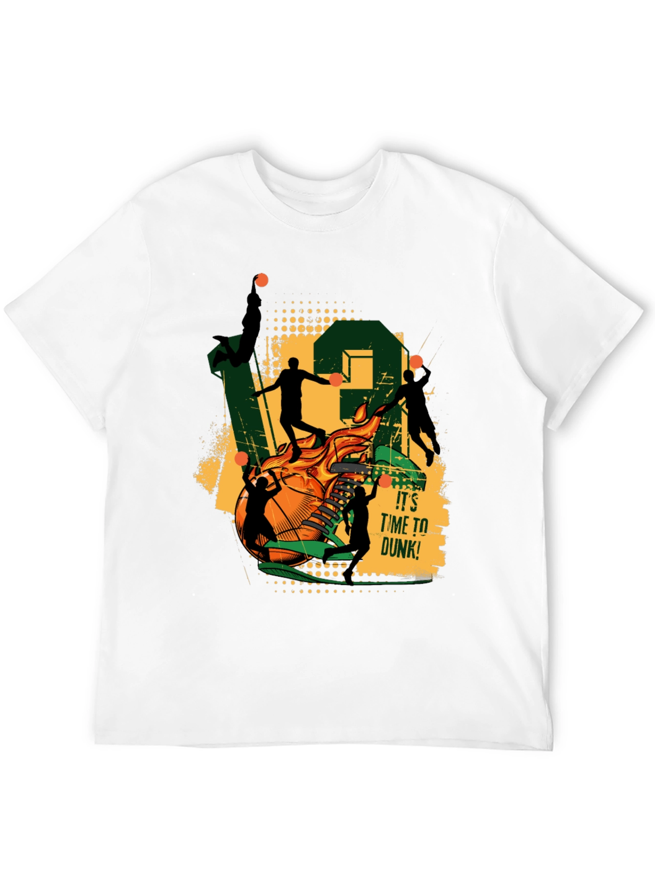Basketball Dunk Graphic Tee - Black Cotton