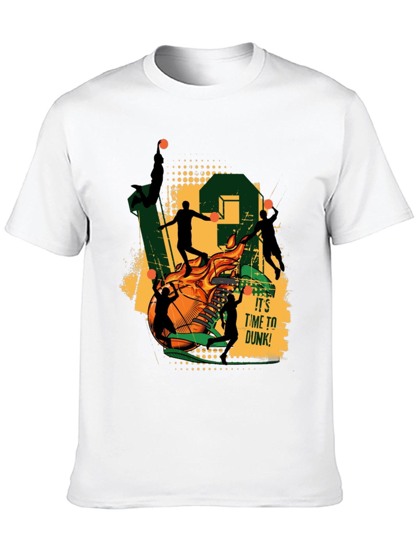 Basketball Dunk Graphic Tee - Black Cotton