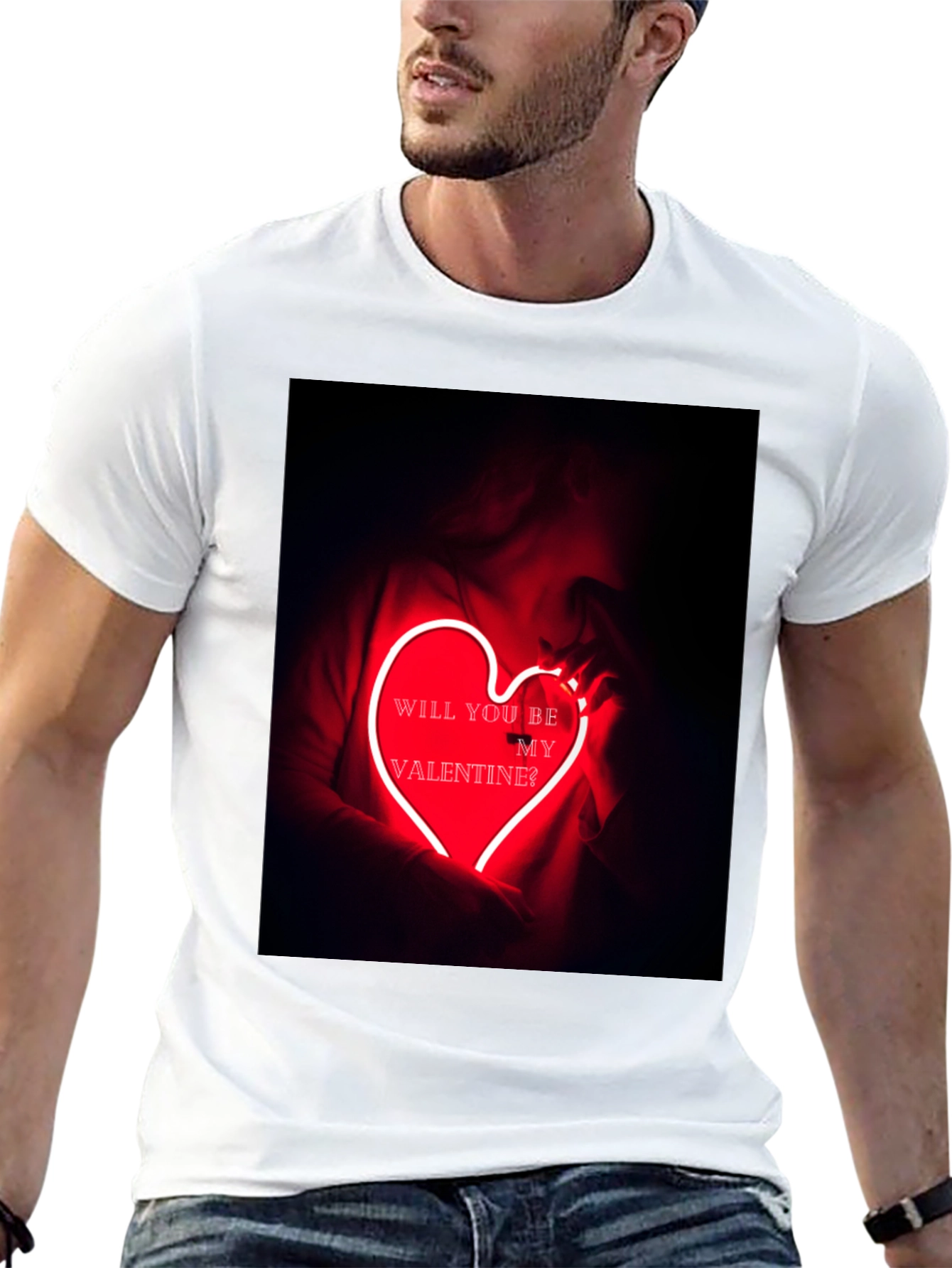 Valentines Day Graphic Tee - Neon Heart T-Shirt