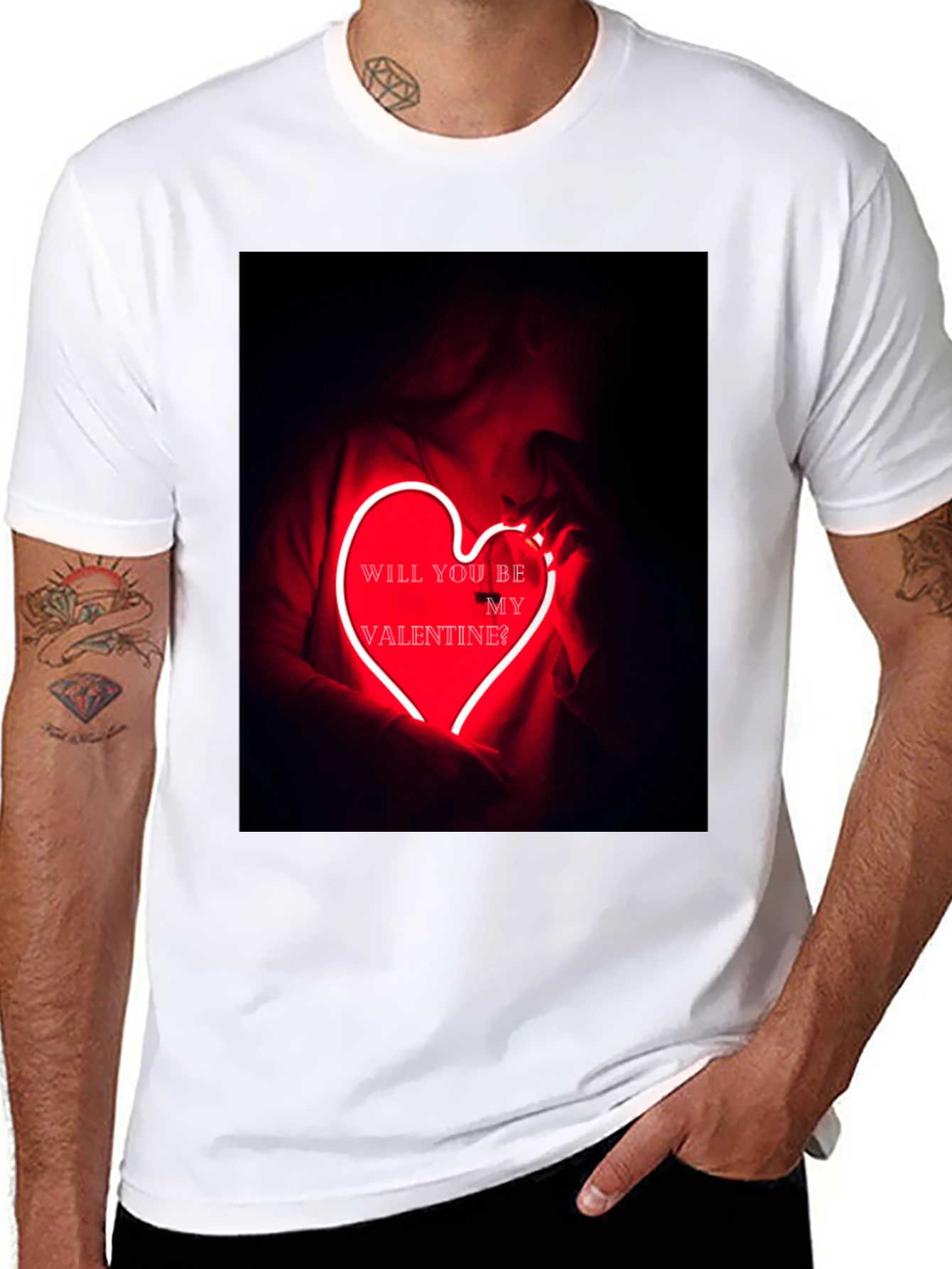 Valentines Day Graphic Tee - Neon Heart T-Shirt