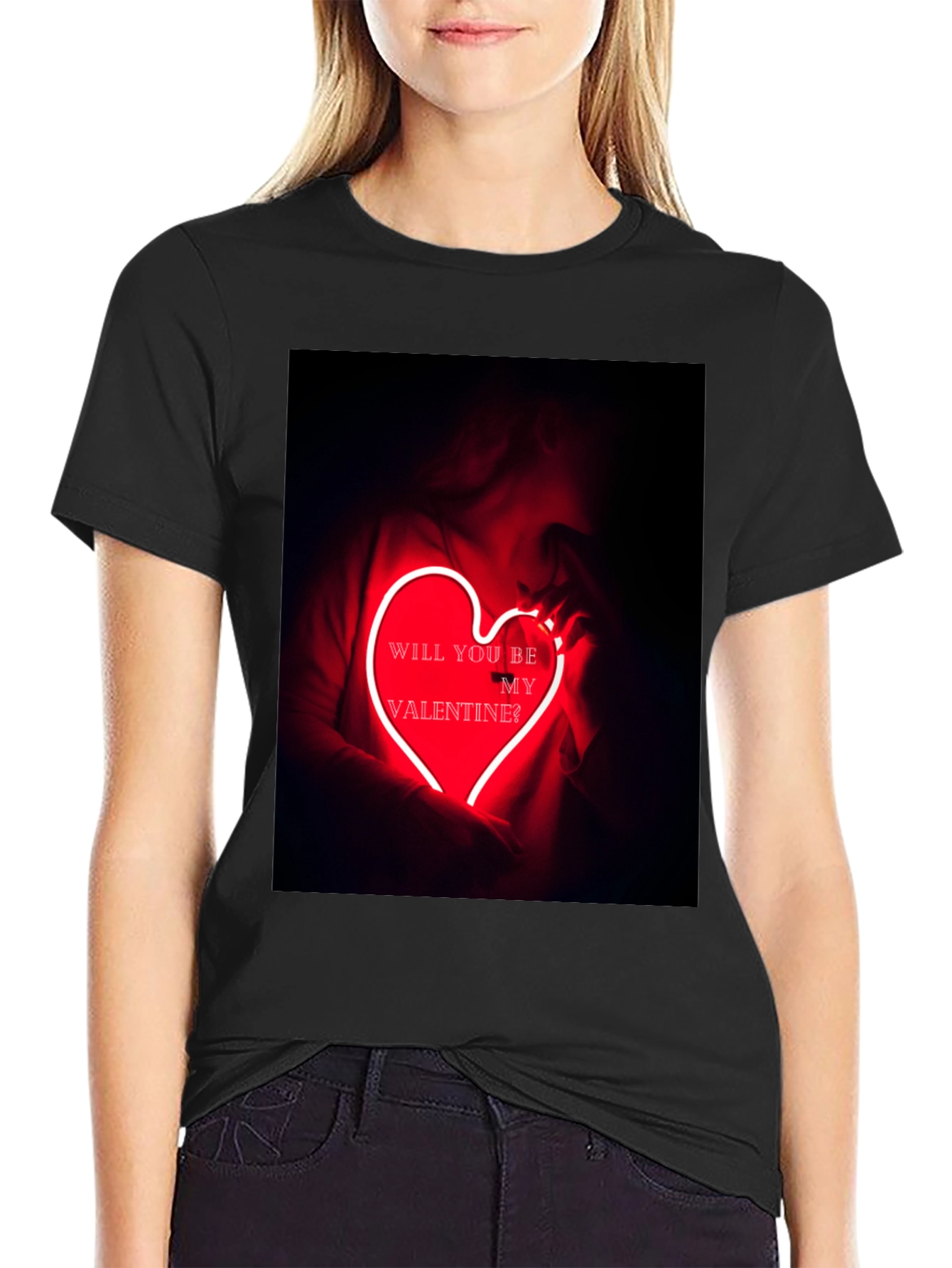 Valentines Day Graphic Tee - Neon Heart T-Shirt