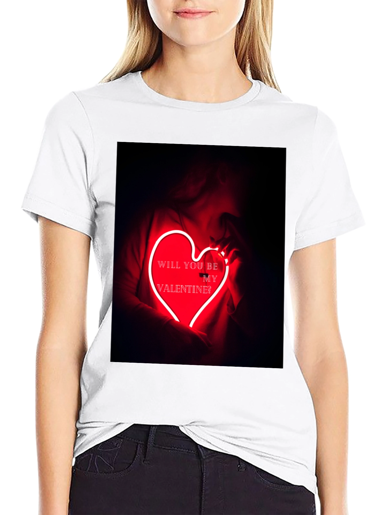 Valentines Day Graphic Tee - Neon Heart T-Shirt