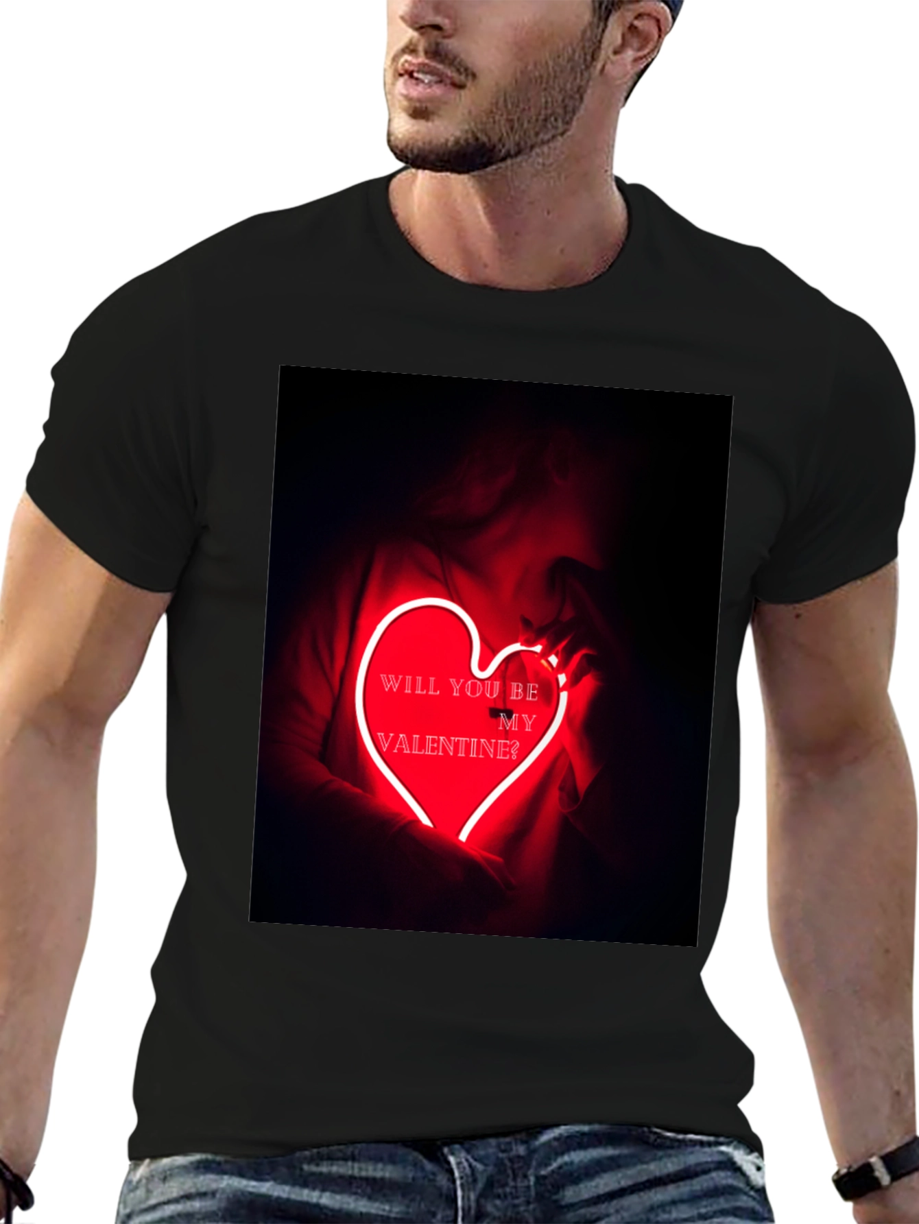 Valentines Day Graphic Tee - Neon Heart T-Shirt