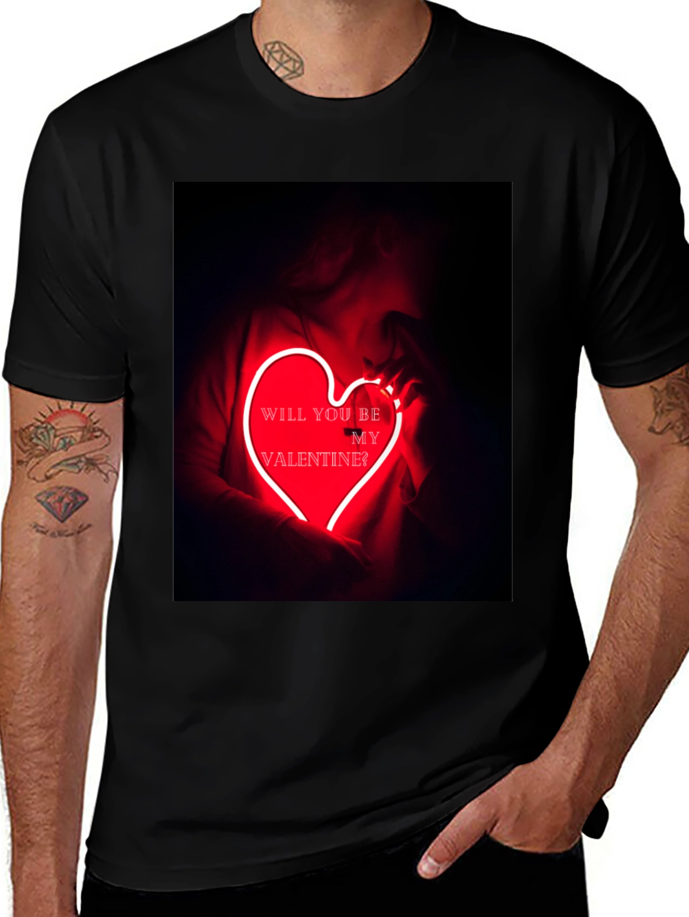 Valentines Day Graphic Tee - Neon Heart T-Shirt