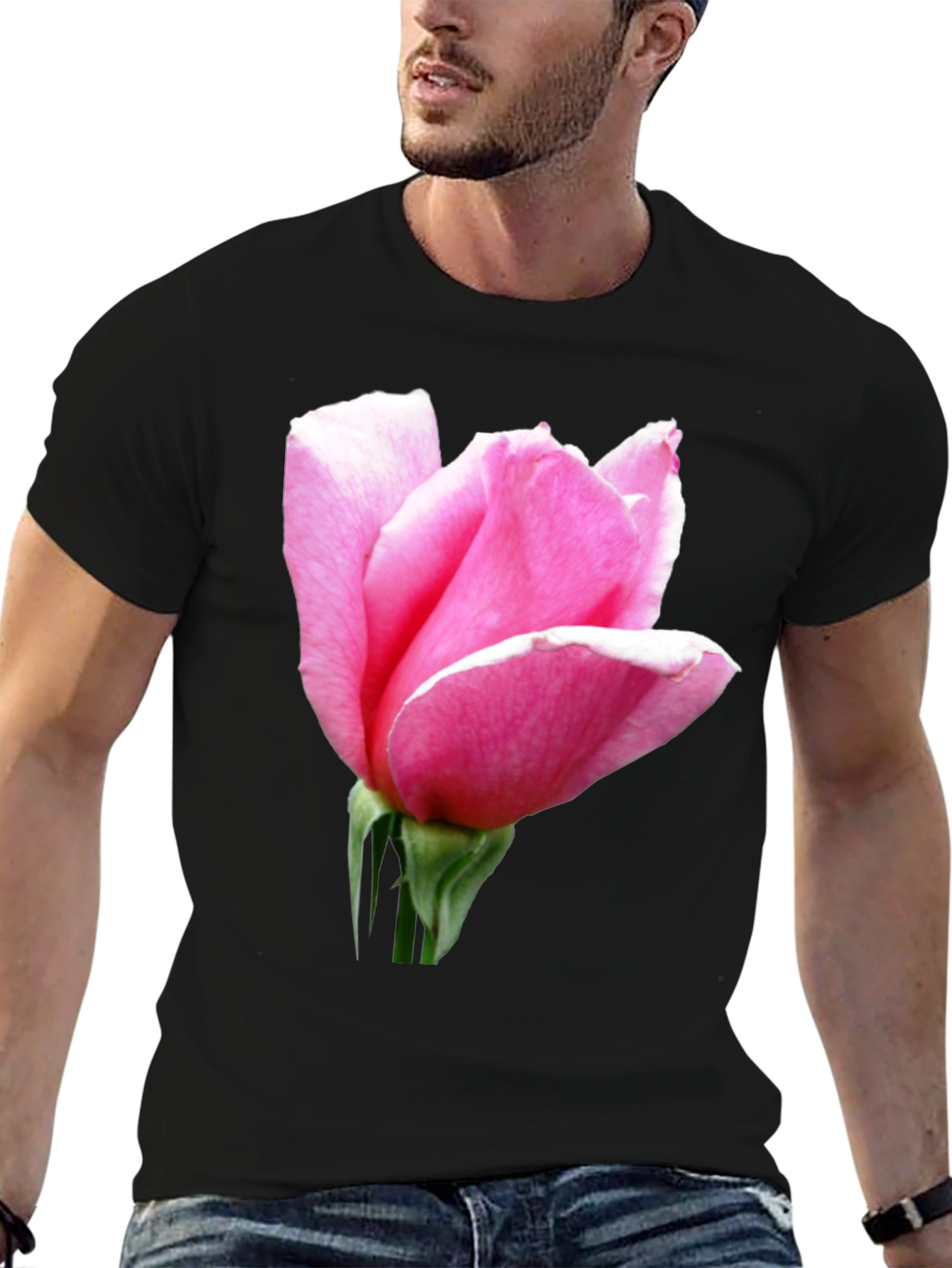 Pink Rose Graphic Tee - Soft Cotton Blend
