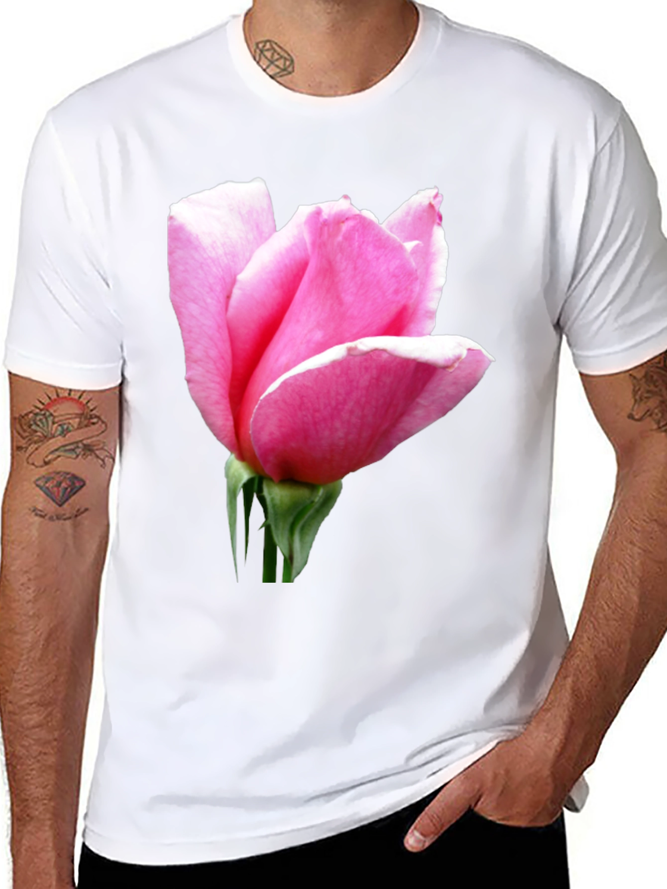 Pink Rose Graphic Tee - Soft Cotton Blend