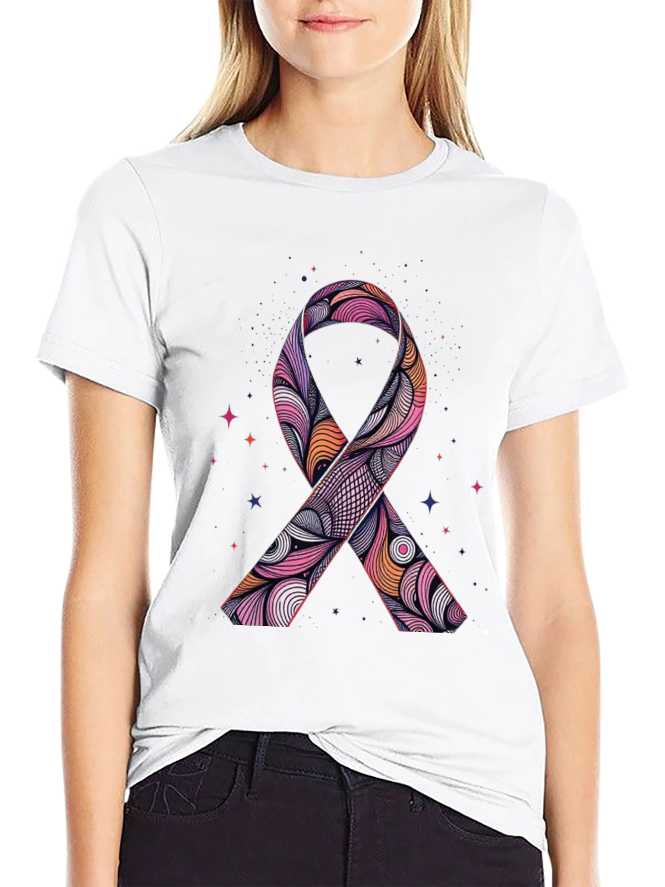 Ribbon Graphic Black T-Shirt