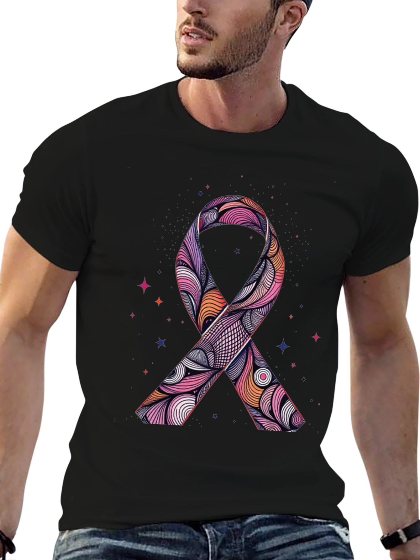Ribbon Graphic Black T-Shirt
