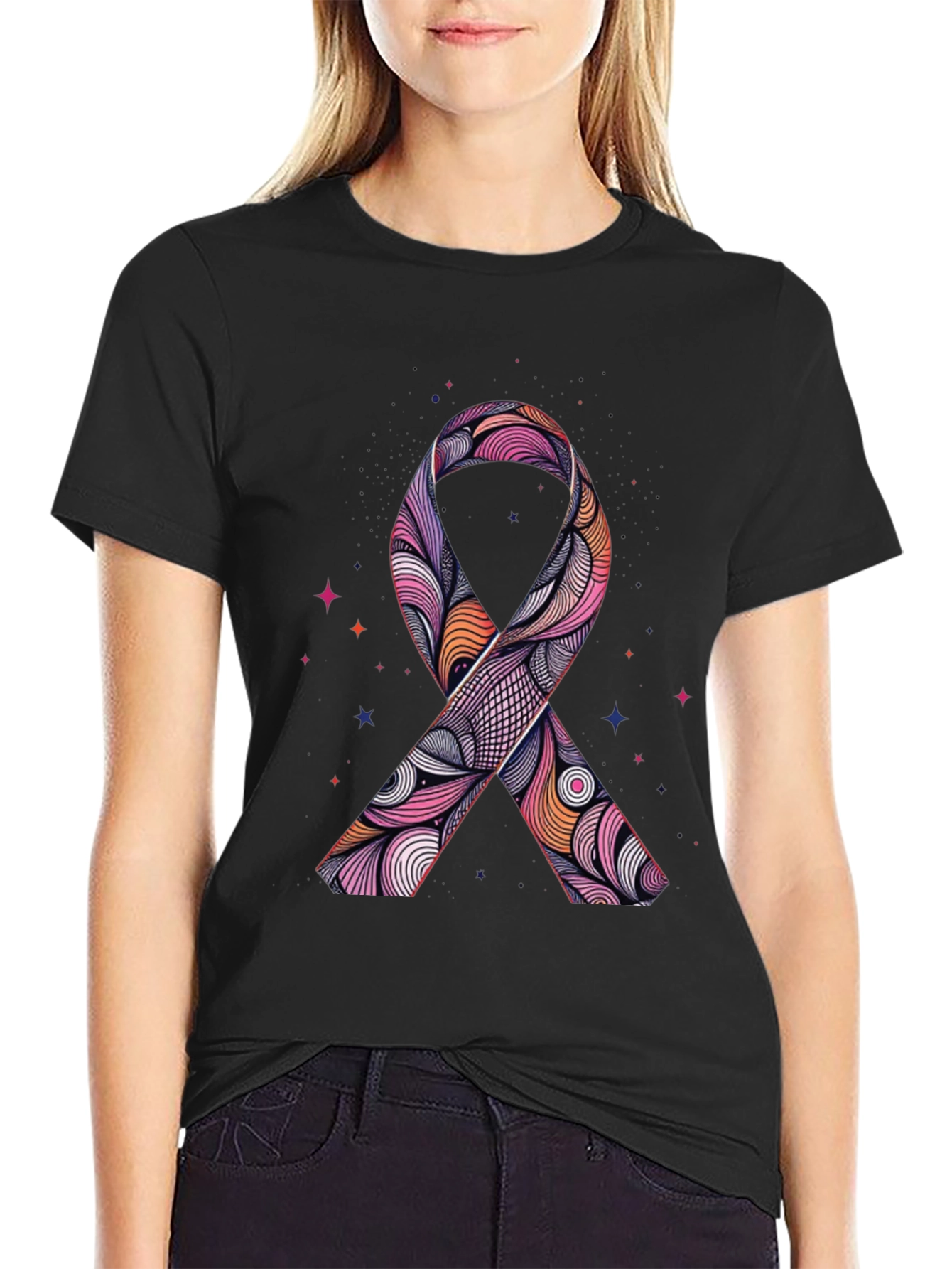 Ribbon Graphic Black T-Shirt