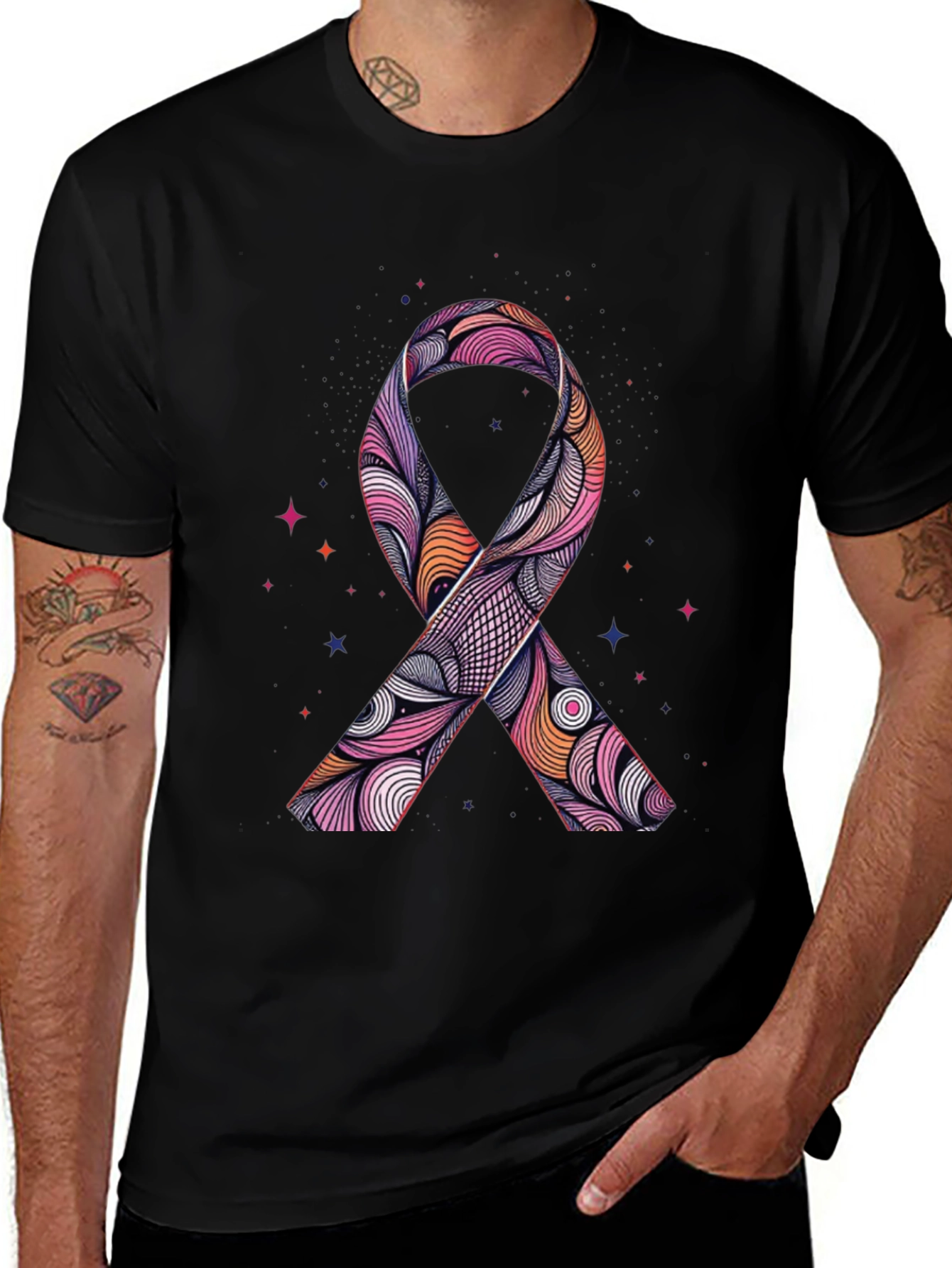 Ribbon Graphic Black T-Shirt