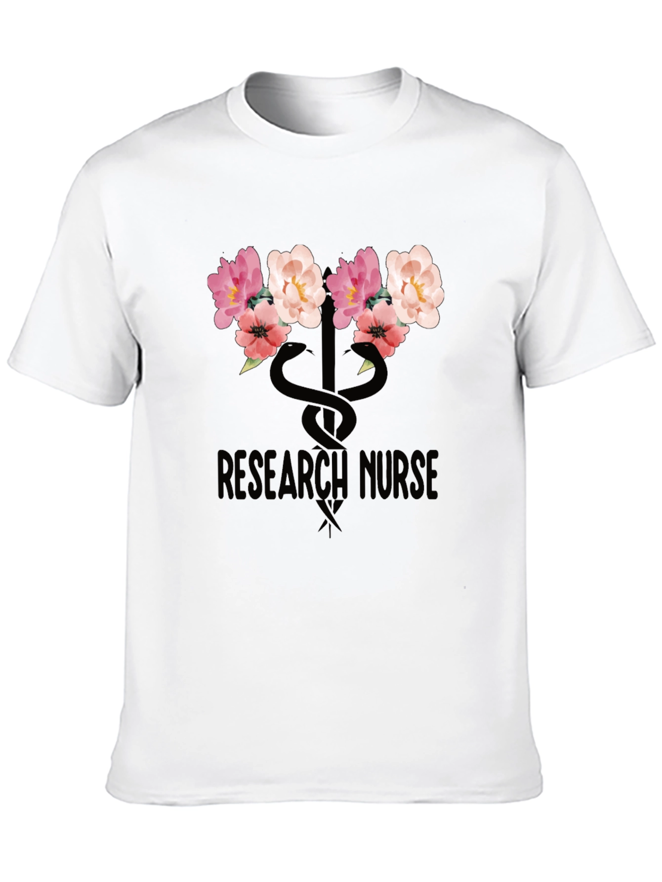 Research Nurse Floral T-Shirt - Stylish Medical Apparel