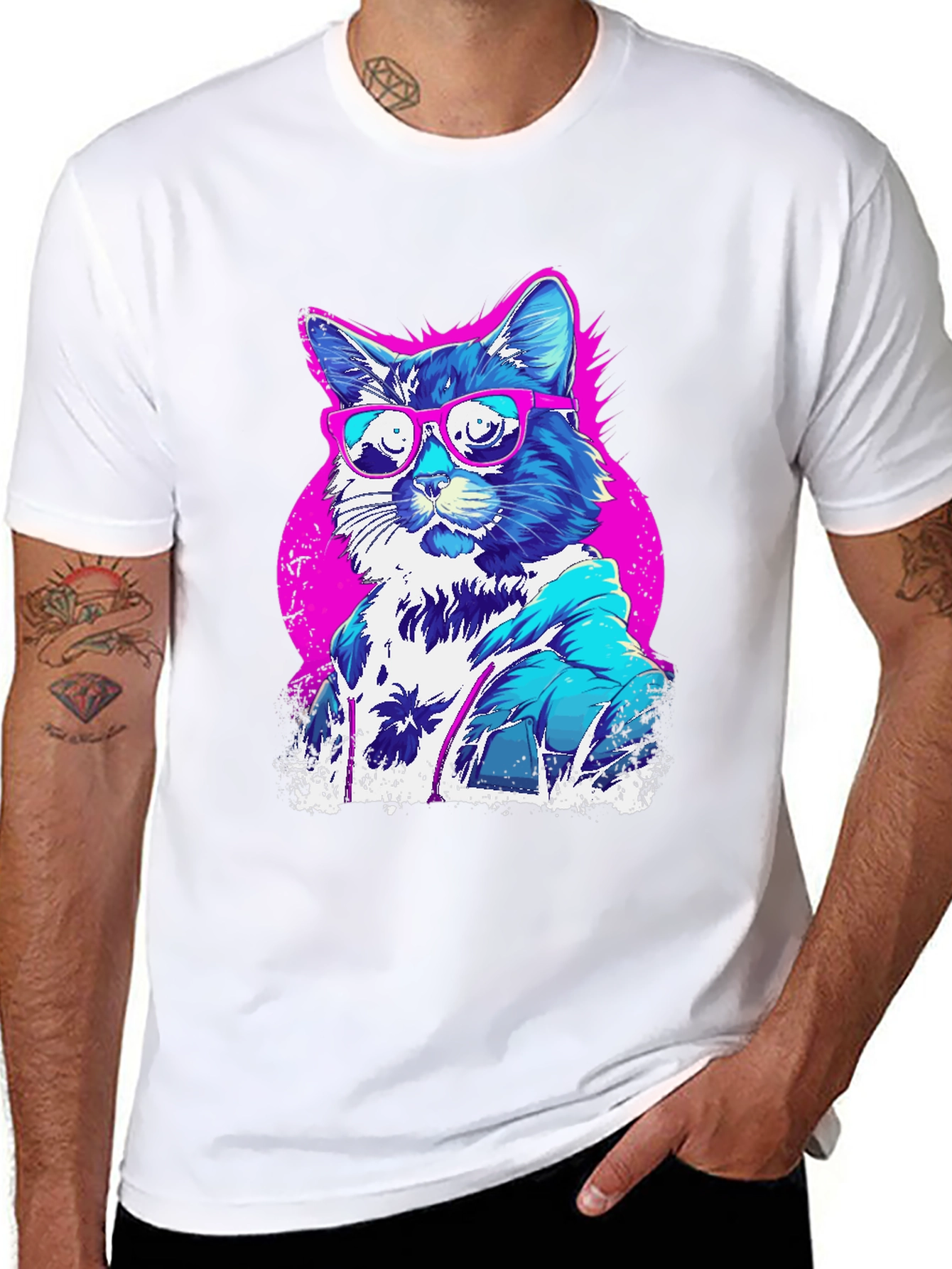 Cool Cat Graphic Tee - Retro Style