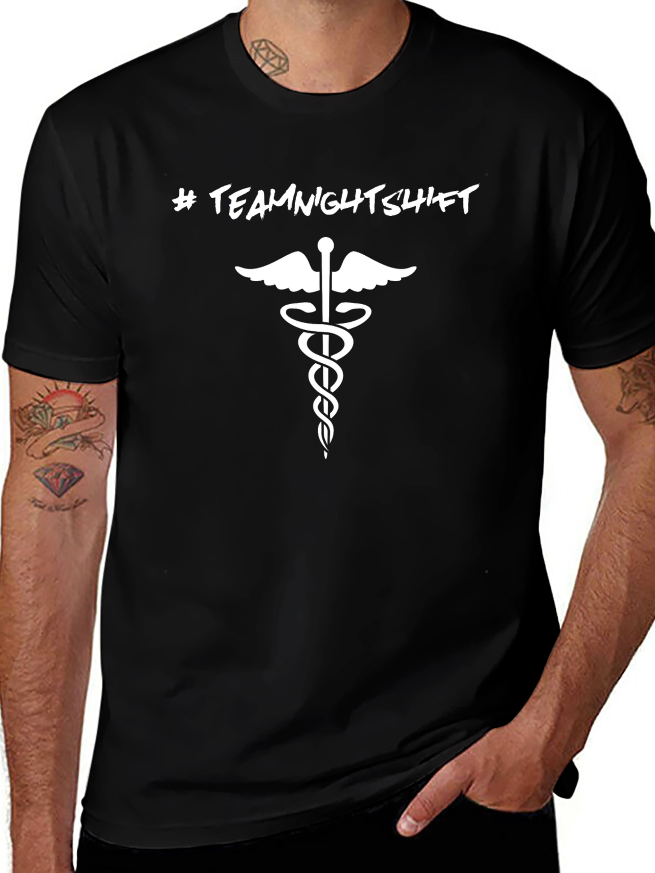 Team Night Shift T-Shirt - Medical Caduceus