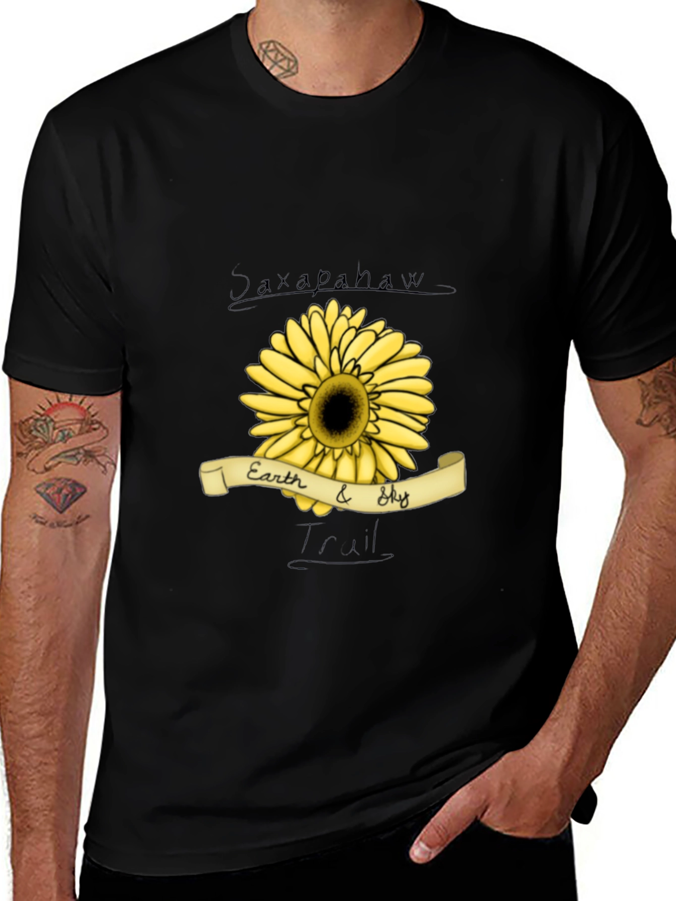 Earth & Sky Sunflower Graphic Tee - Black Cotton