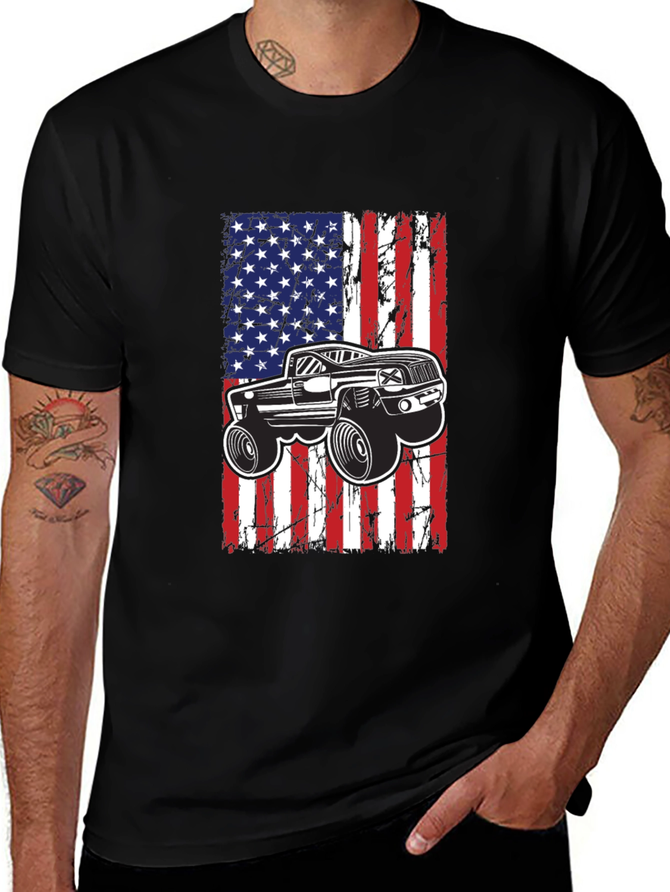 American Flag Monster Truck T-Shirt