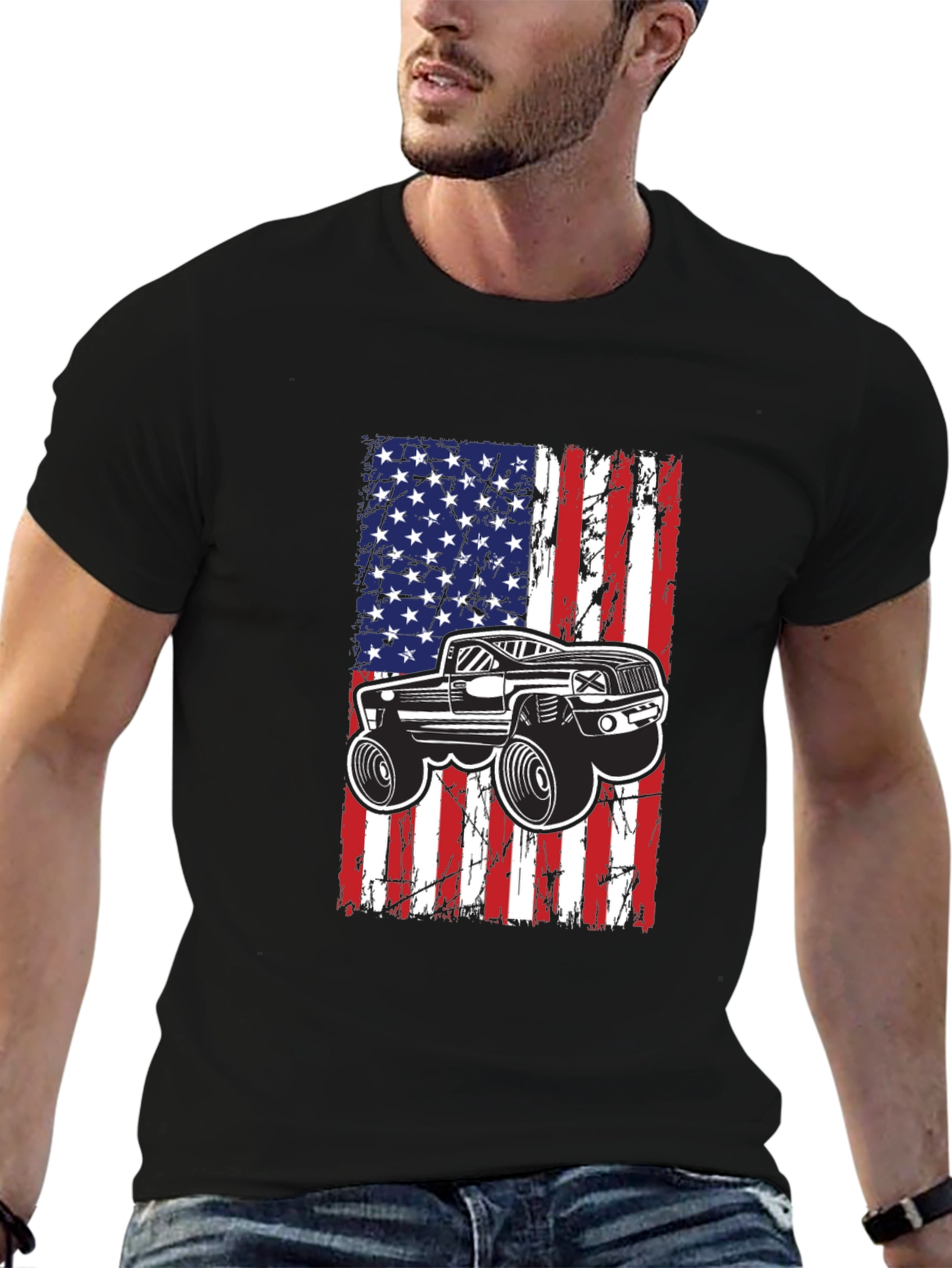 American Flag Monster Truck T-Shirt