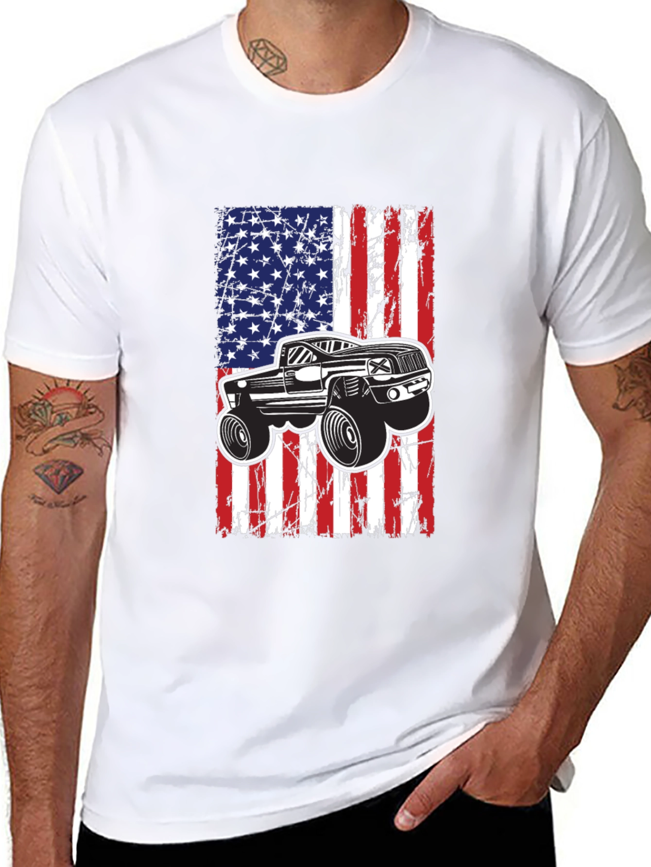 American Flag Monster Truck T-Shirt