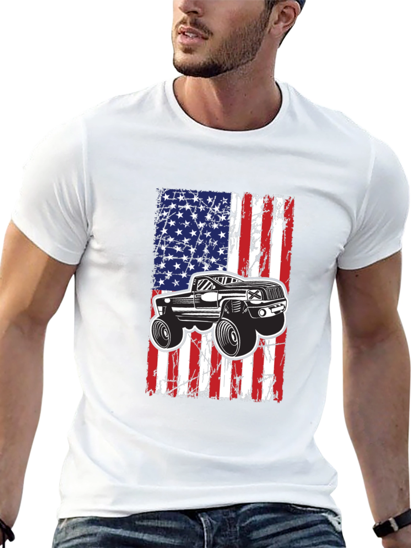 American Flag Monster Truck T-Shirt