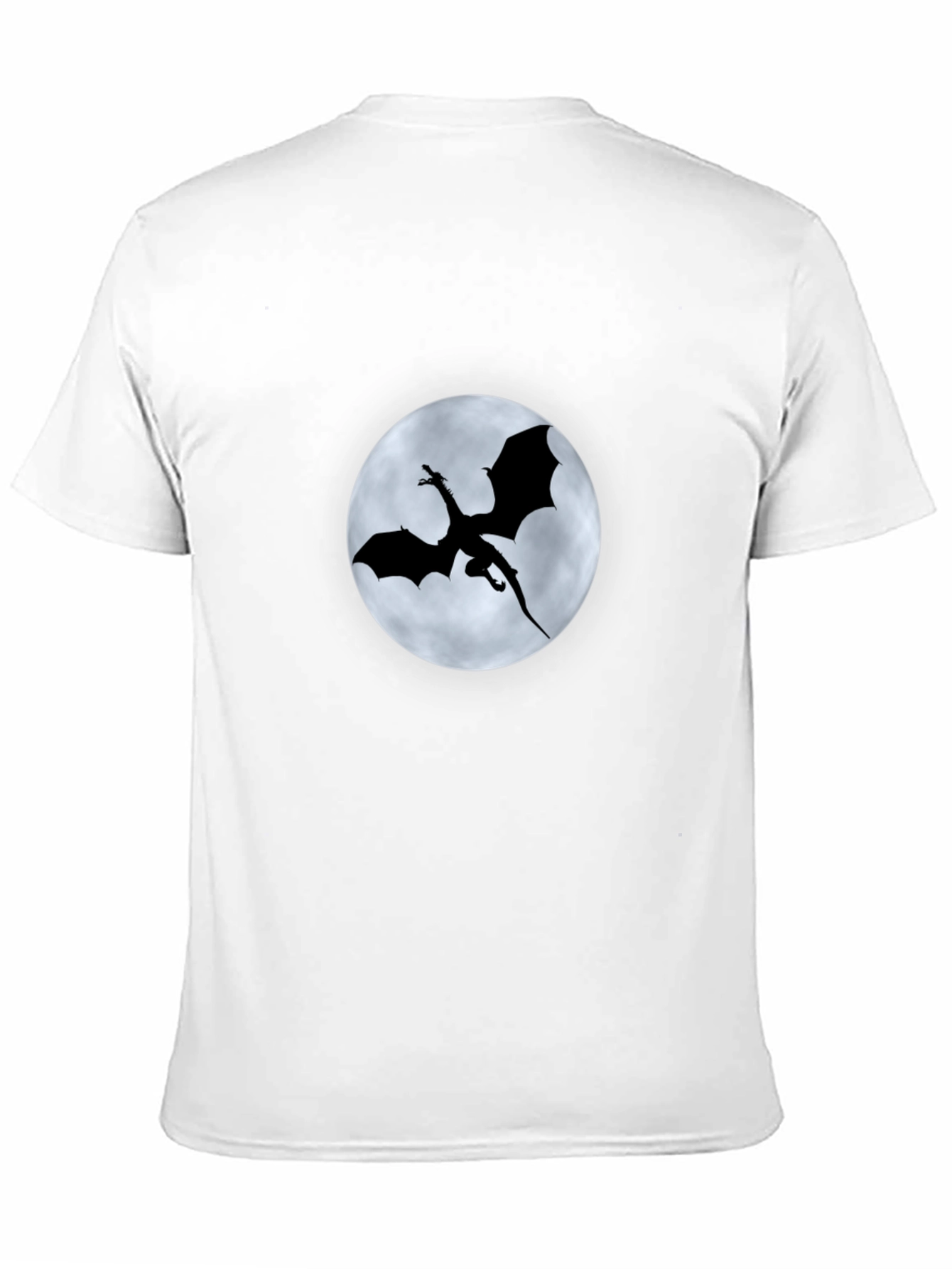 Dragon Silhouette Moon Graphic Black T-Shirt