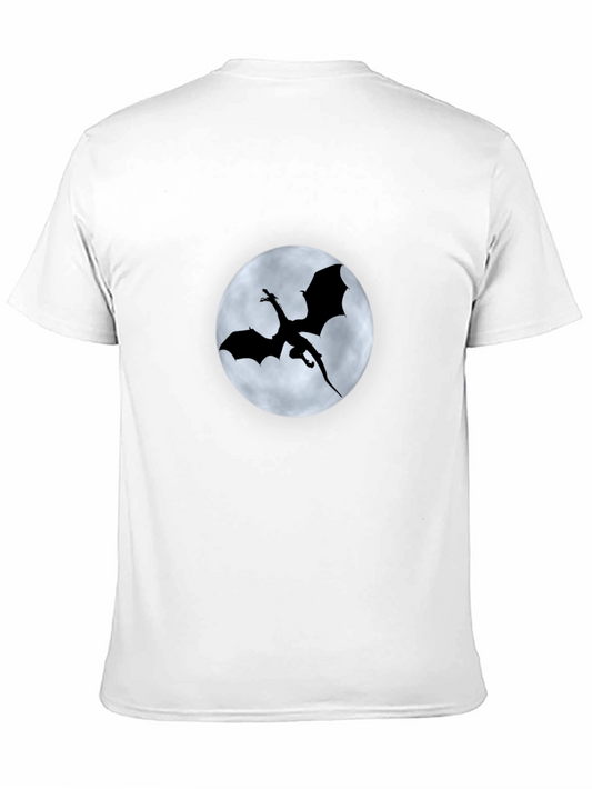 Dragon Silhouette Moon Graphic Black T-Shirt
