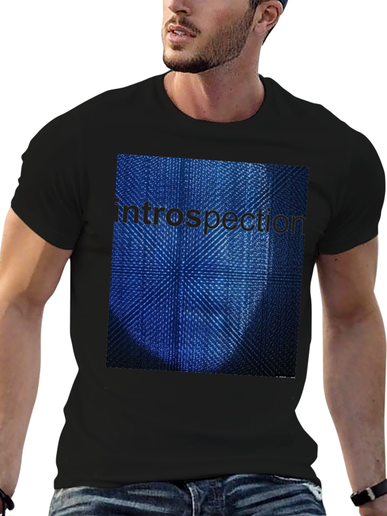 Introspection Graphic Print Black T-Shirt