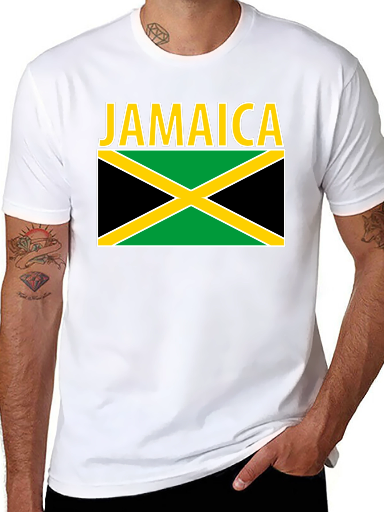 Jamaica Flag Graphic T-Shirt - Black Cotton Tee