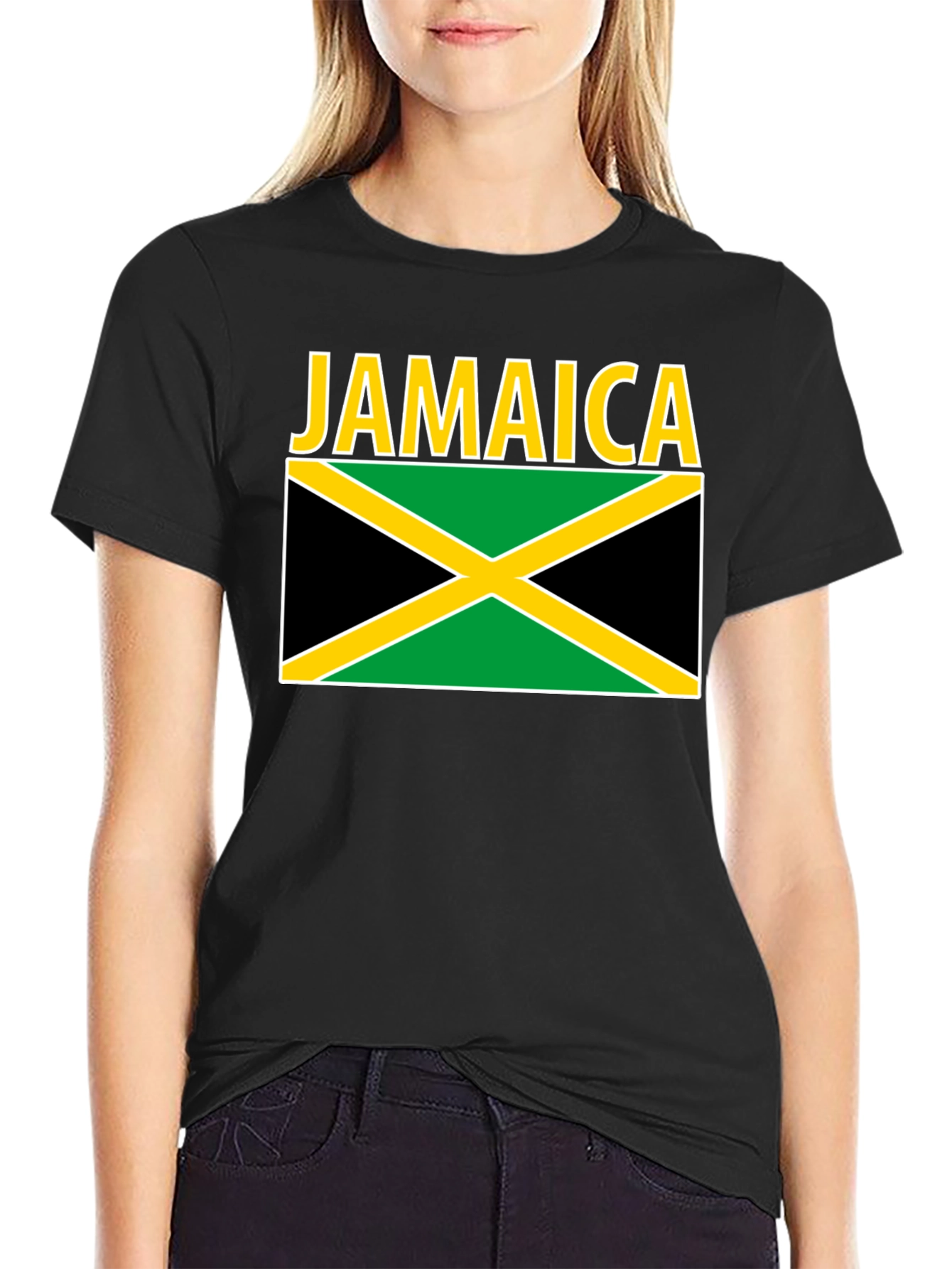 Jamaica Flag Graphic T-Shirt - Black Cotton Tee