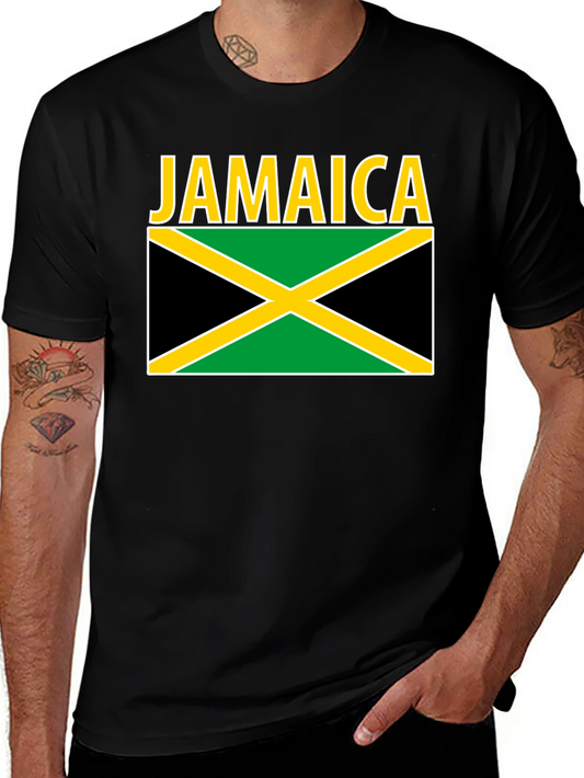 Jamaica Flag Graphic T-Shirt - Black Cotton Tee