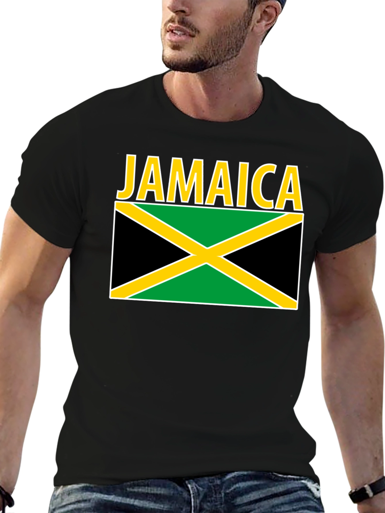 Jamaica Flag Graphic T-Shirt - Black Cotton Tee
