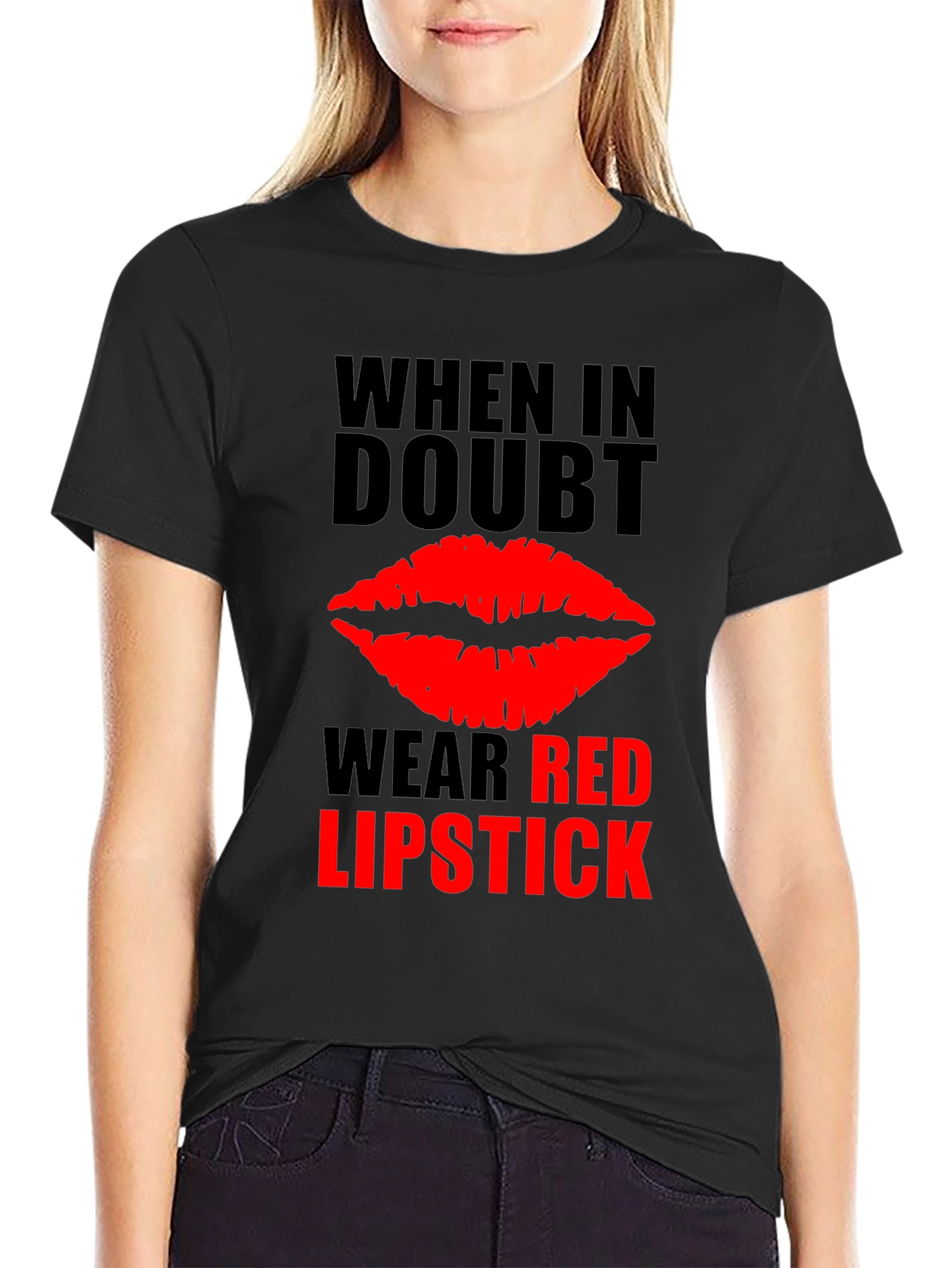 Red Lipstick Graphic Tee - When in Doubt T-Shirt