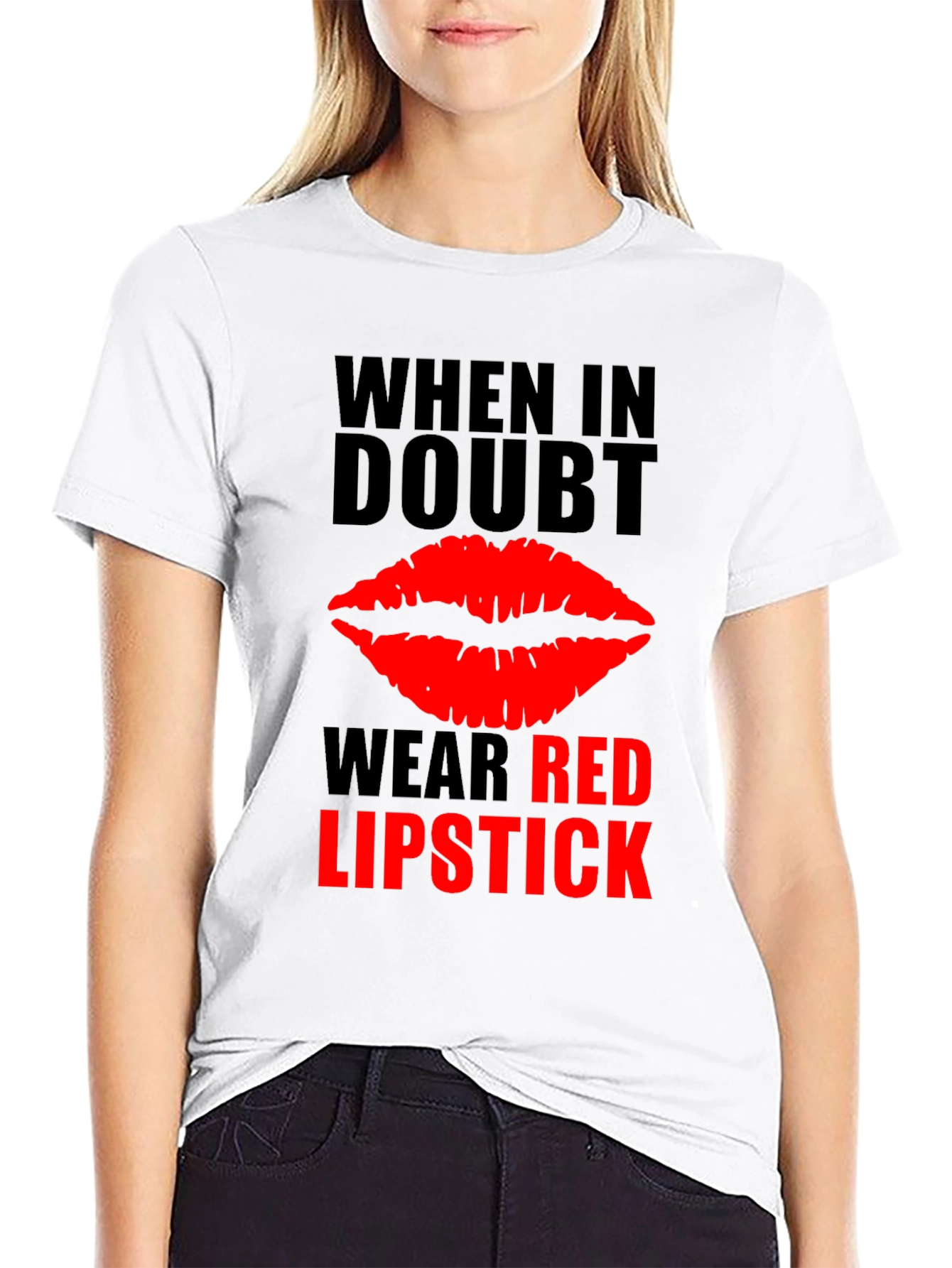 Red Lipstick Graphic Tee - When in Doubt T-Shirt