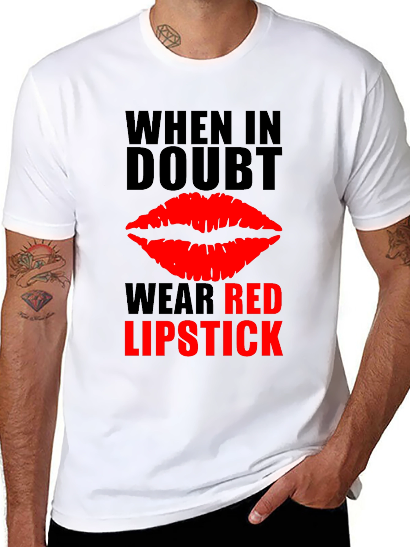 Red Lipstick Graphic Tee - When in Doubt T-Shirt