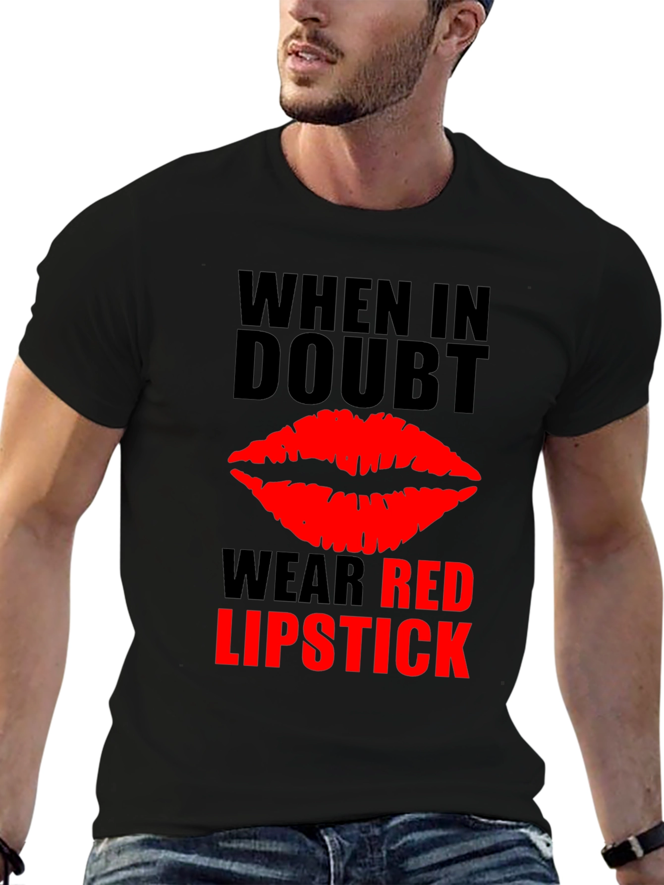 Red Lipstick Graphic Tee - When in Doubt T-Shirt