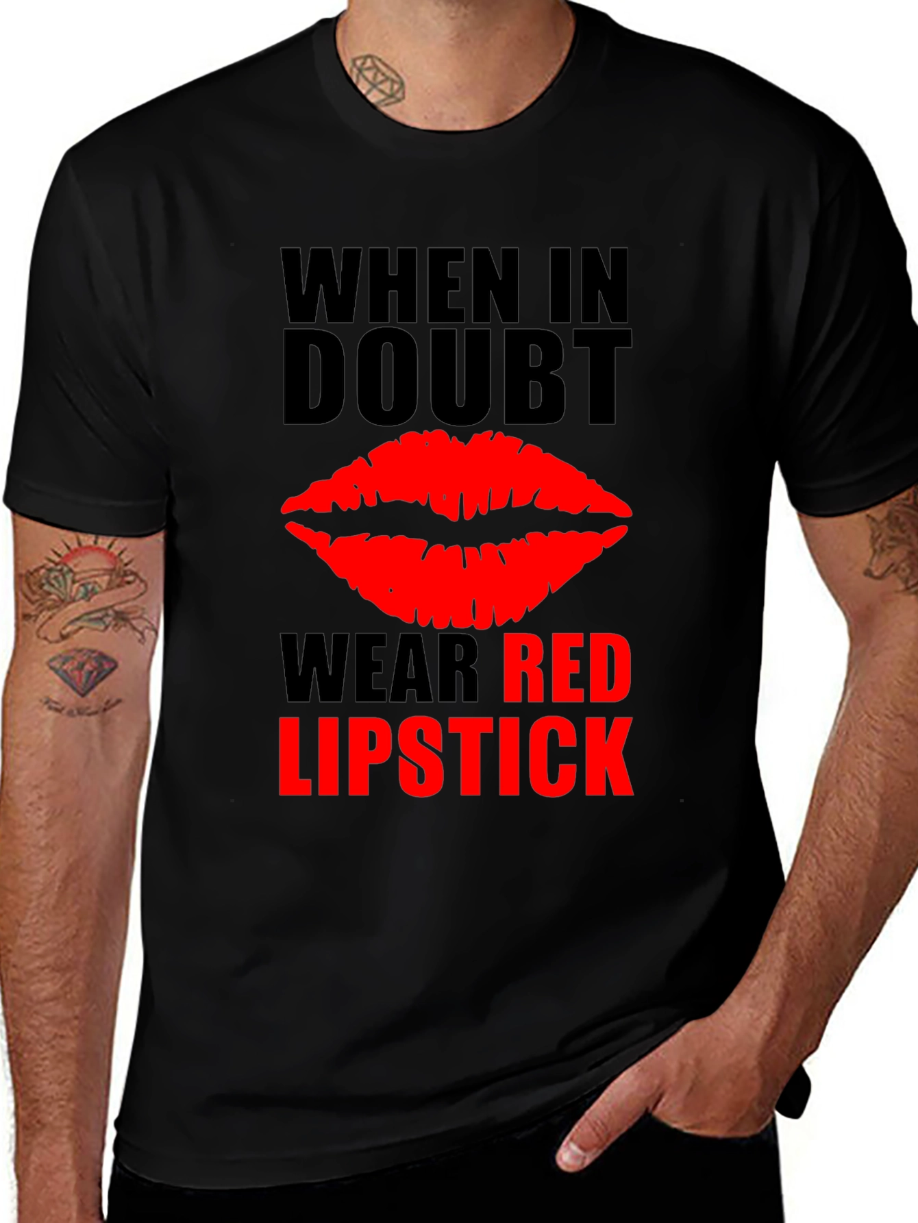 Red Lipstick Graphic Tee - When in Doubt T-Shirt
